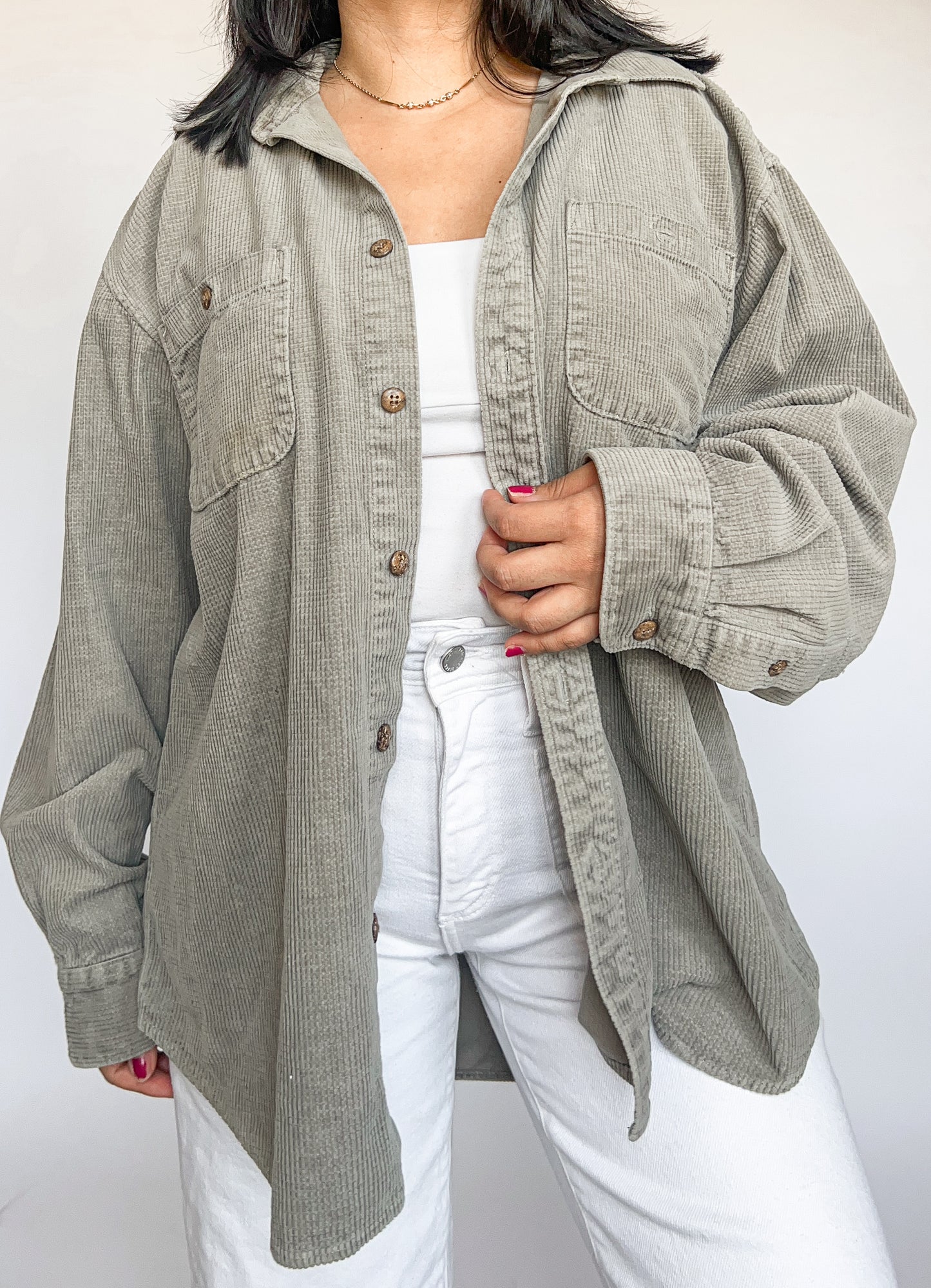 Sage Green Micro Corduroy Shirt