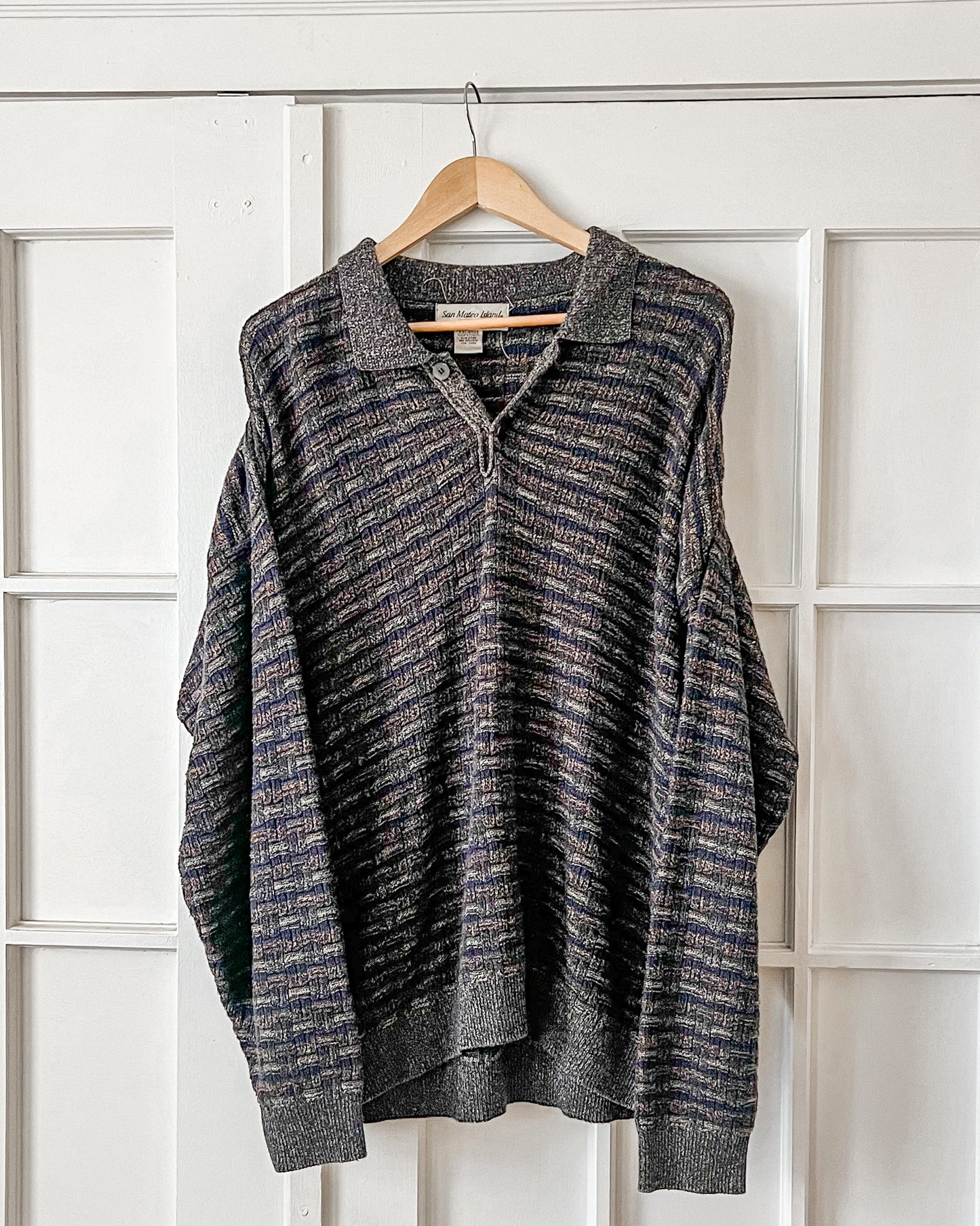 Multicolored Knitted Henley