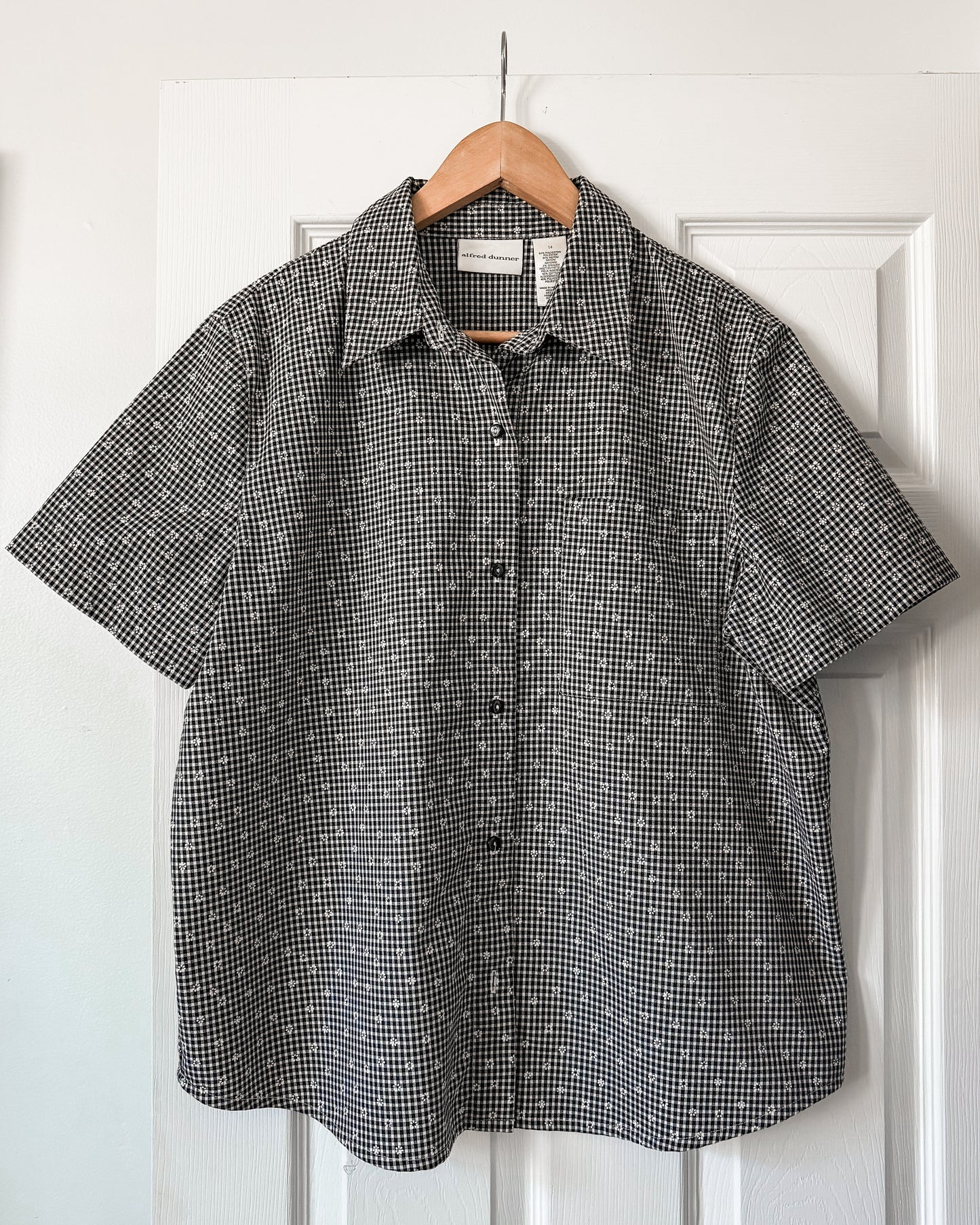 Alfred Dunner Floral Gingham Button Up