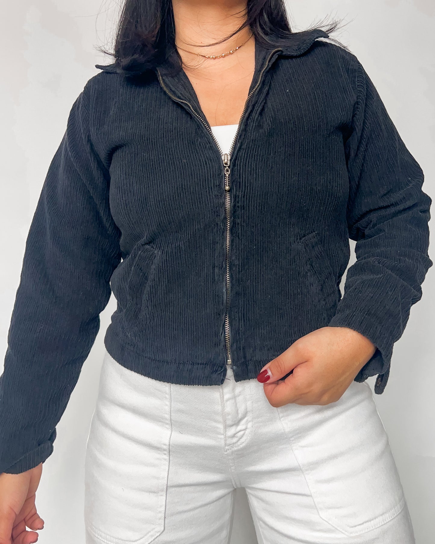 Black Corduroy Cropped Jacket