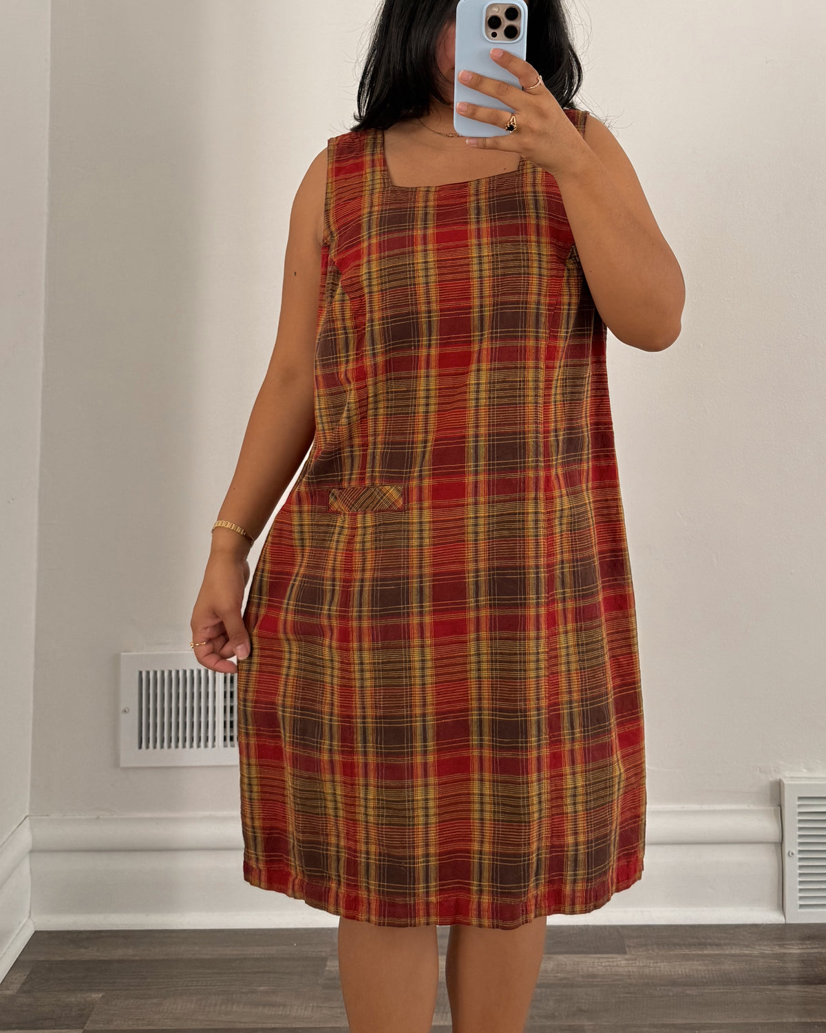 90’s Orange Plaid Dress