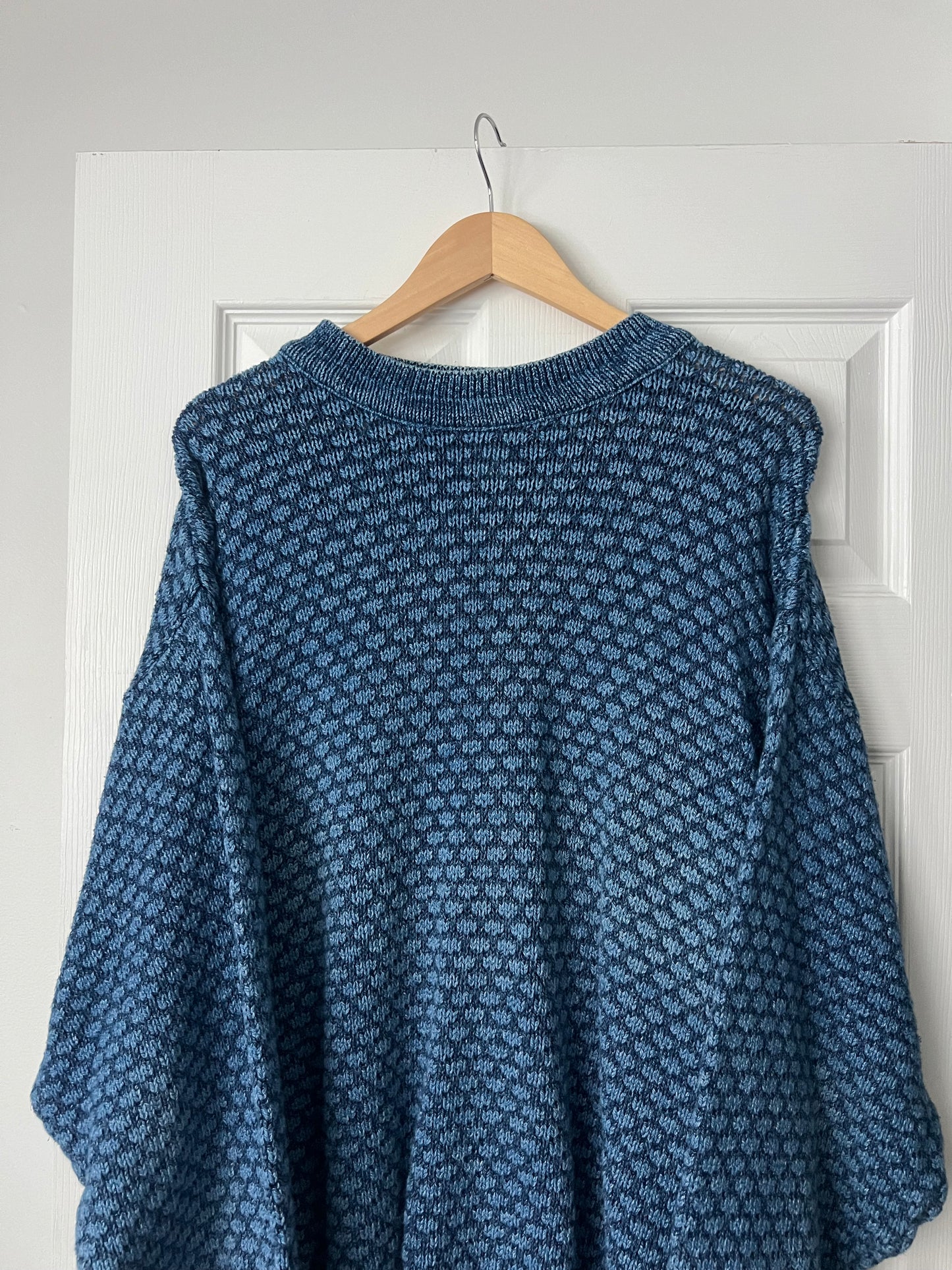 Blue Patterned Knitted Sweater