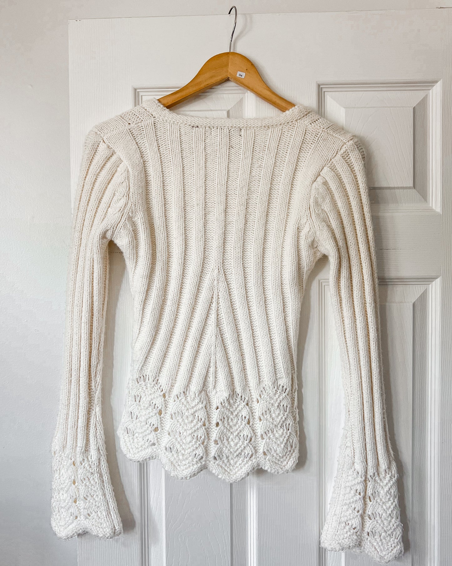 Bell Sleeve Knitted V Neck Sweater