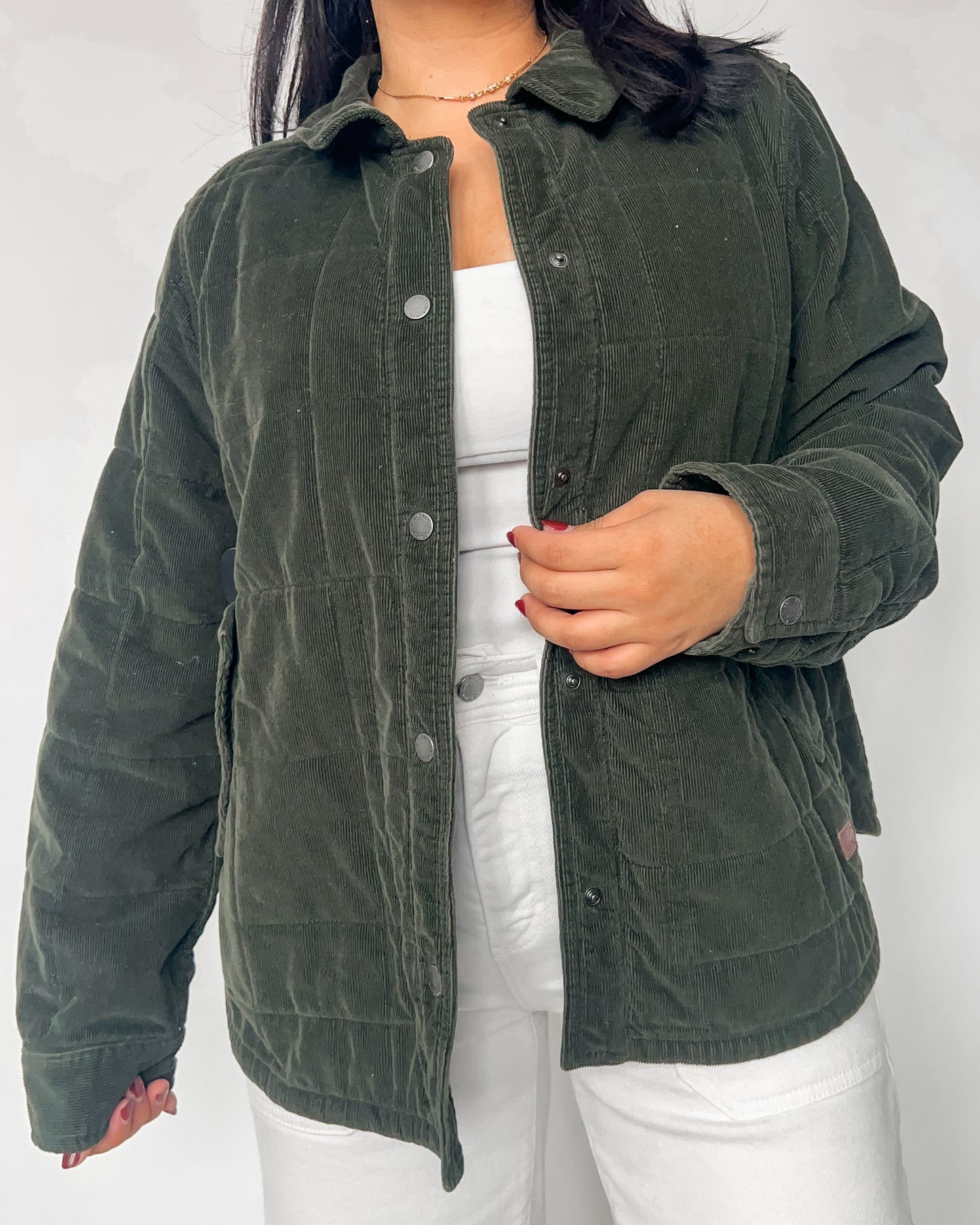 Green Quilted Corduroy Jacket