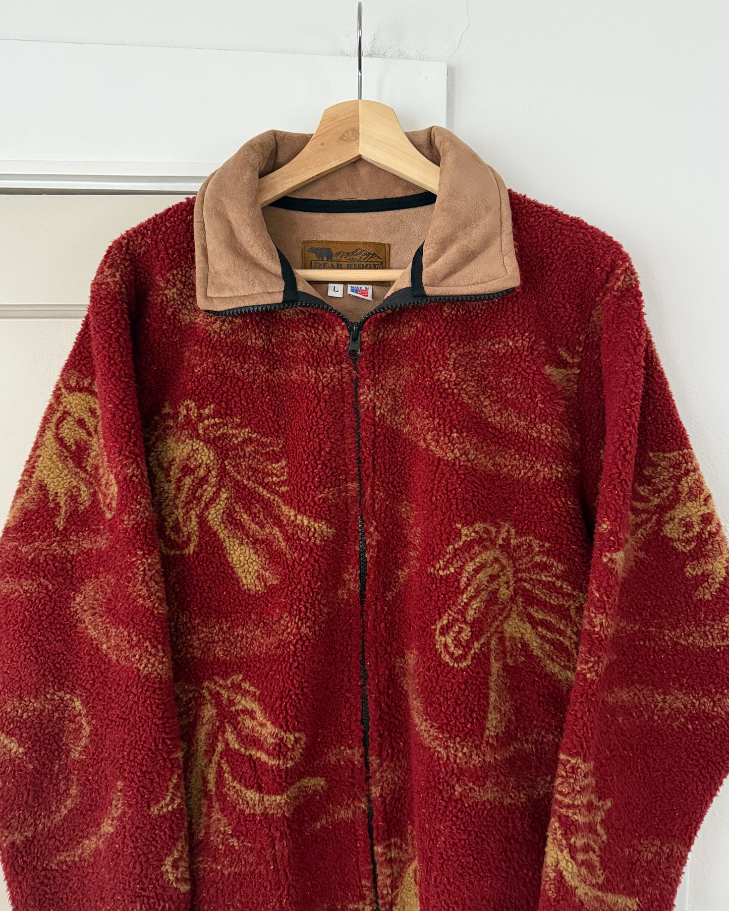 Vintage Red Fleece Horse Jacket