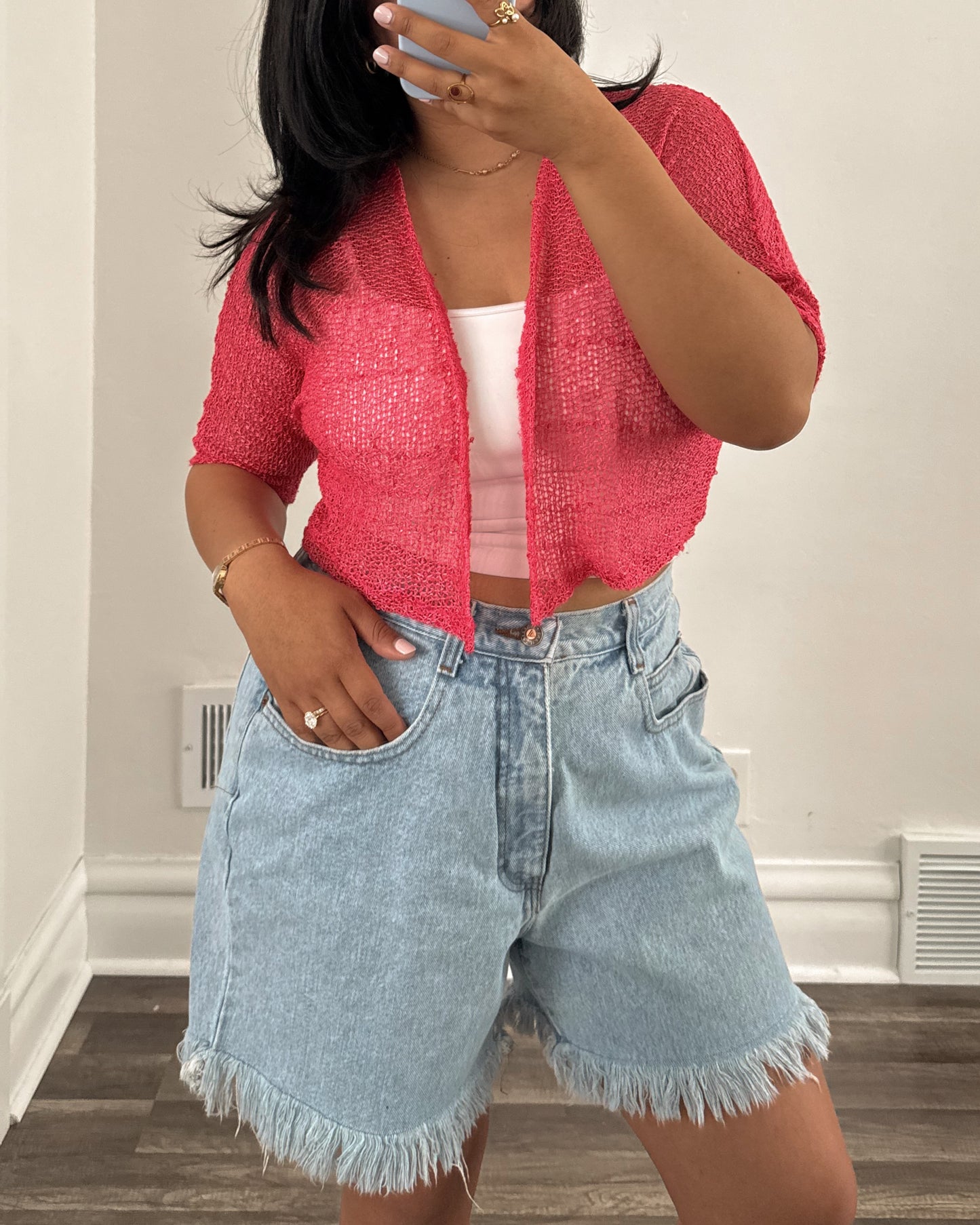 Venezia Light Wash High Rise Denim Shorts