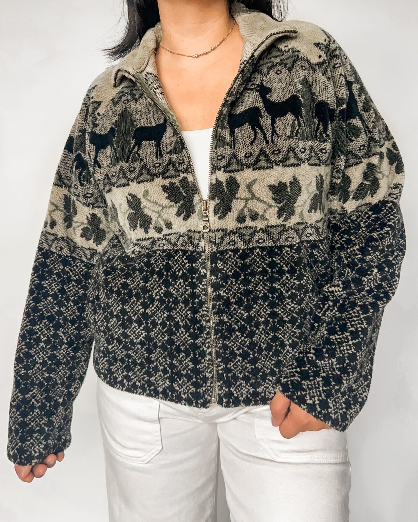 Deer and Leaf Fleece Jacket