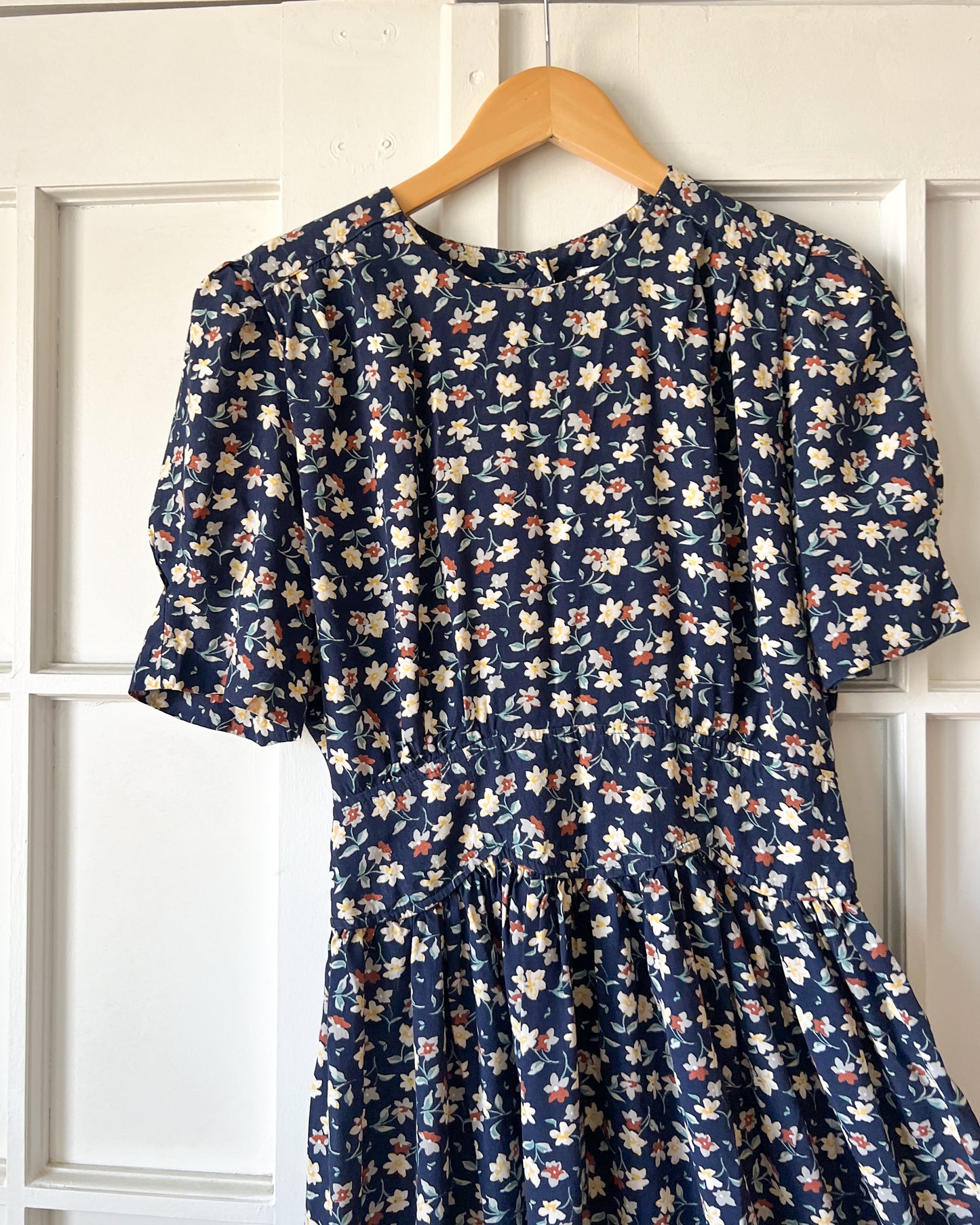 Vintage Floral Smock Waist Dress