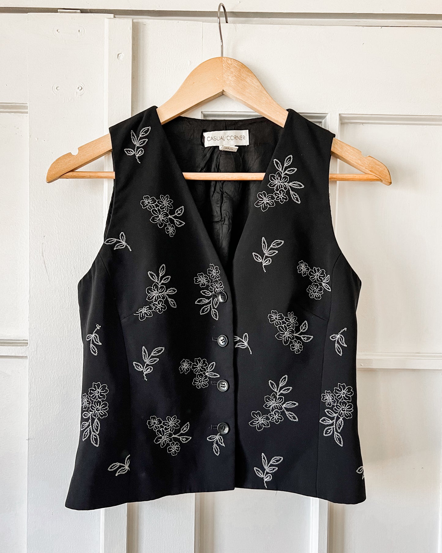Black Floral Vest