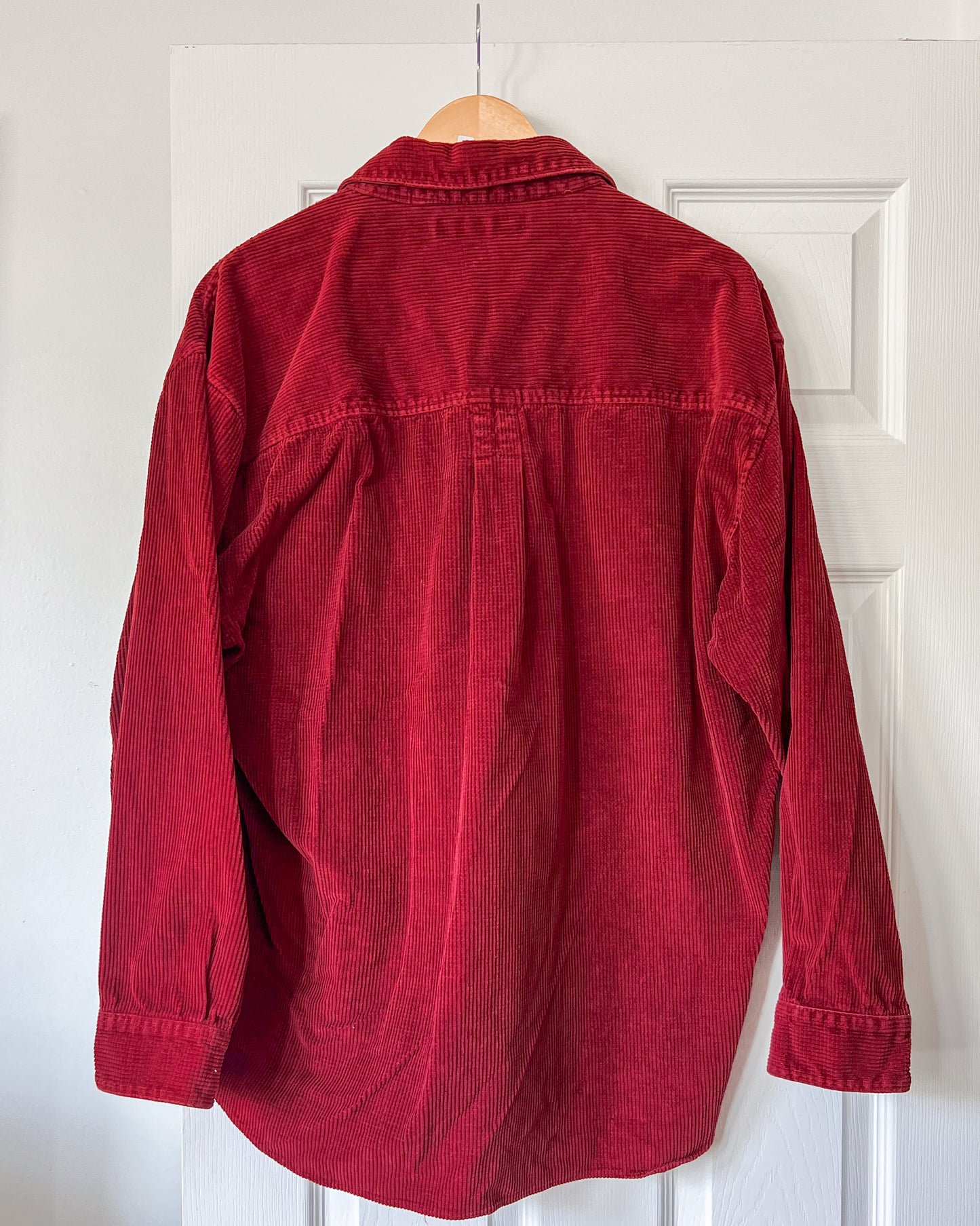 Red Corduroy Button Up Shirt