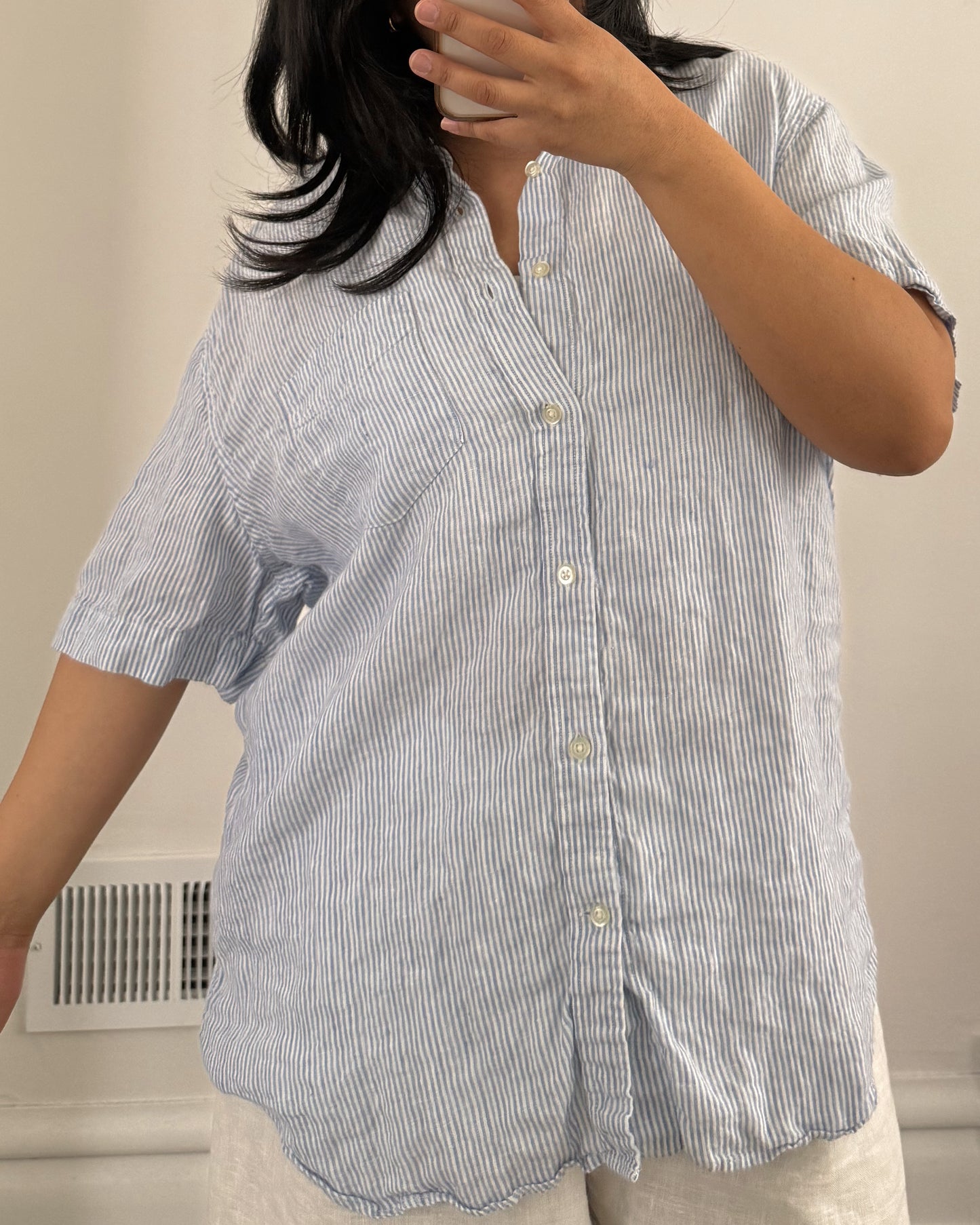 Linen Striped Button Up