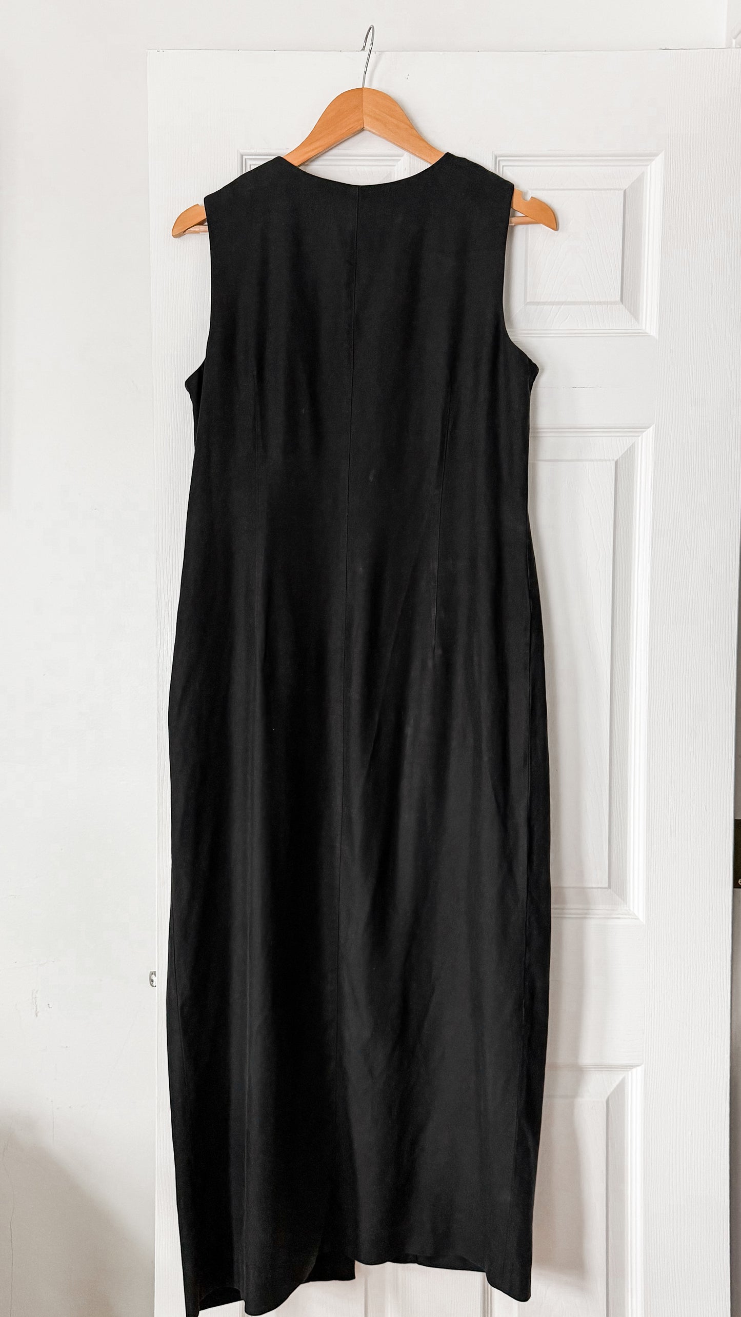Silk Black Tank Button Dress