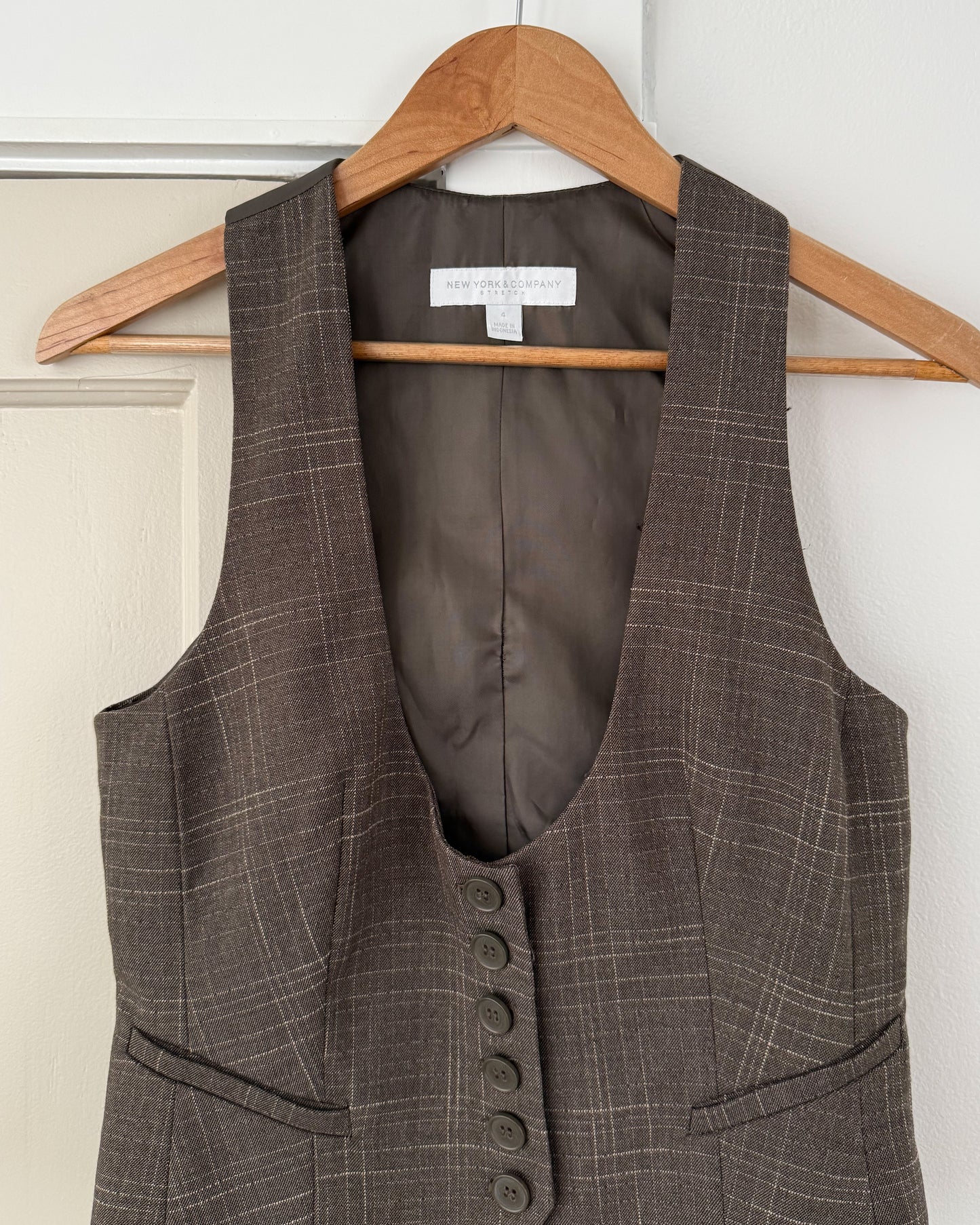 Brown Plaid Vest