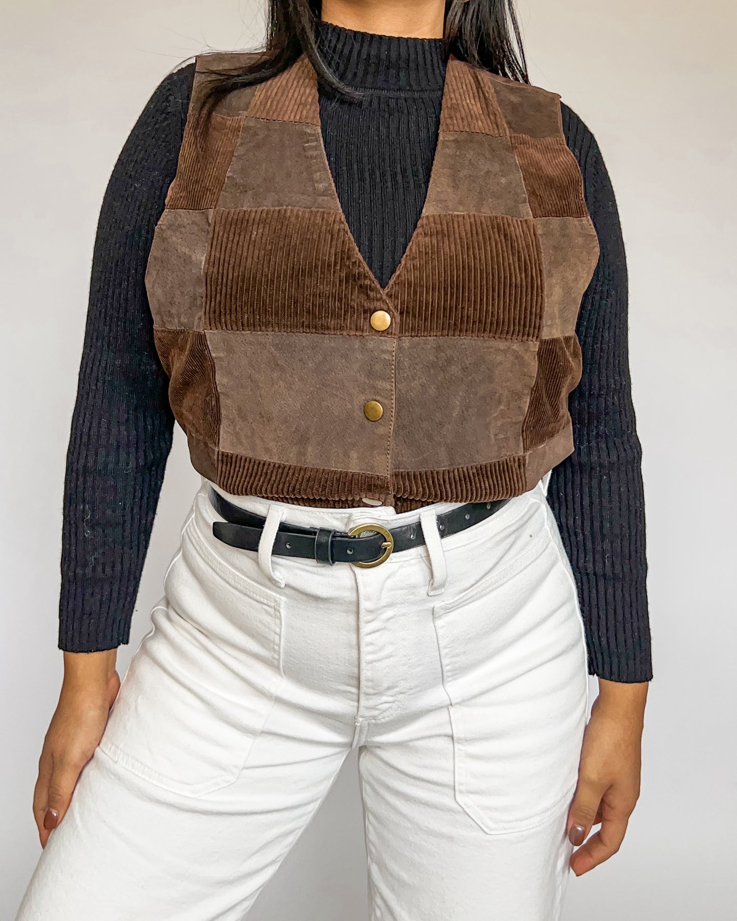 Brown Patchwork Vest