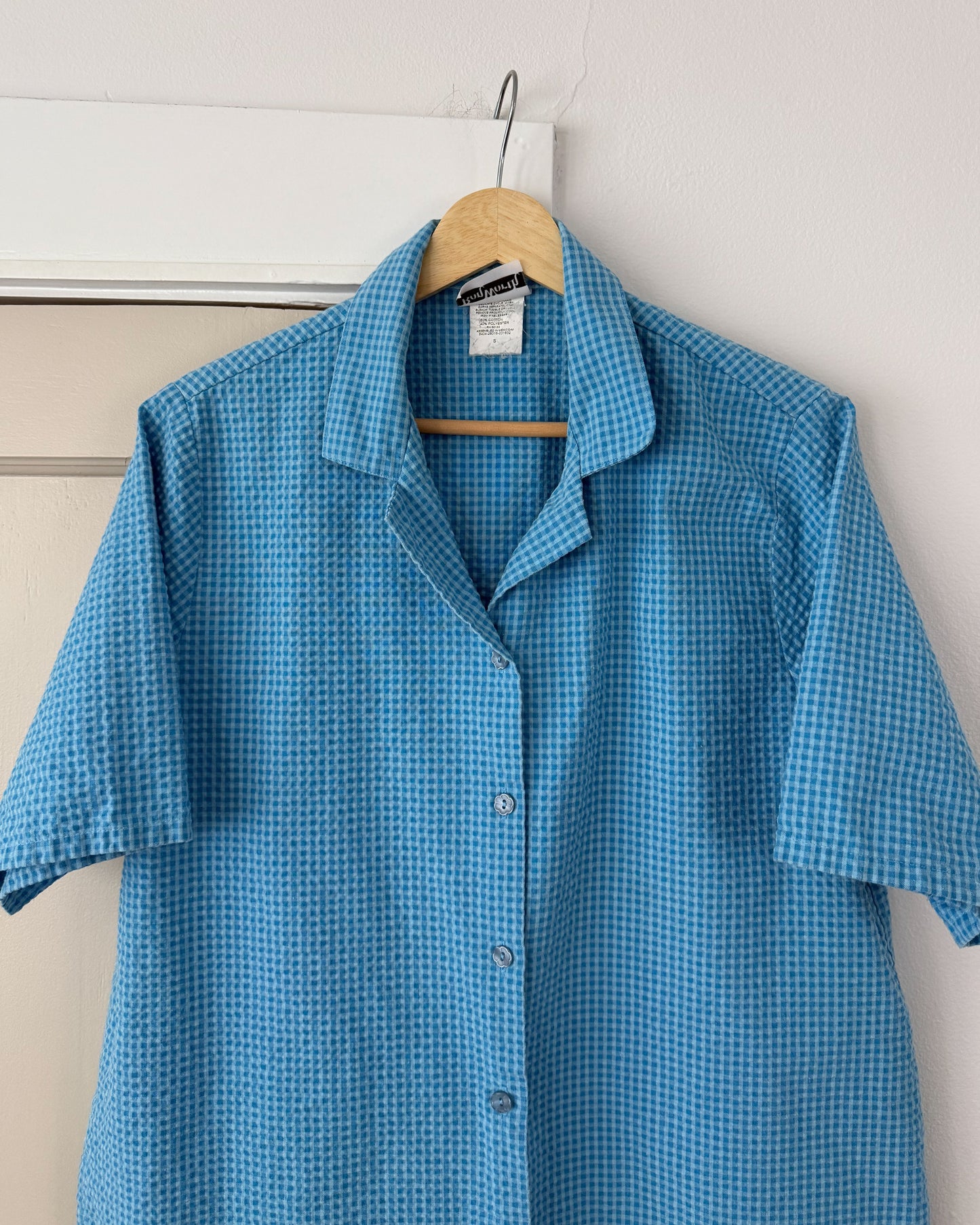 Blue Gingham Button Up Shirt