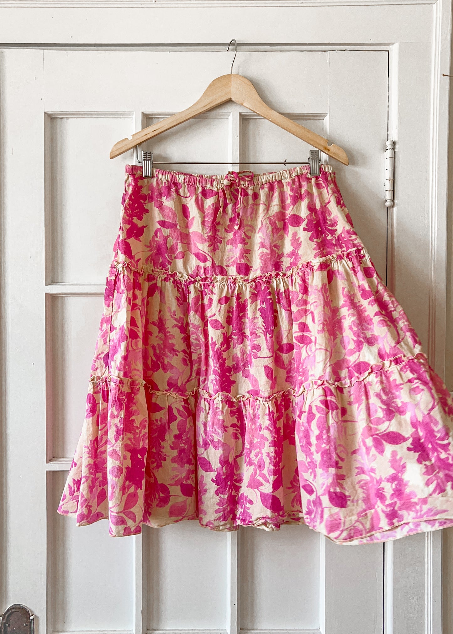 Pink Floral Tiered Skirt