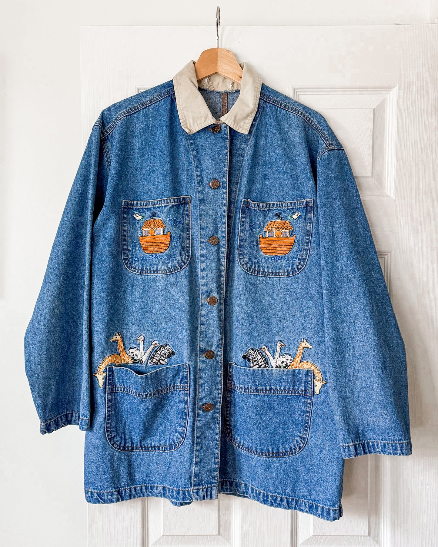 Noah’s Ark Embroidered Denim Chore Coat