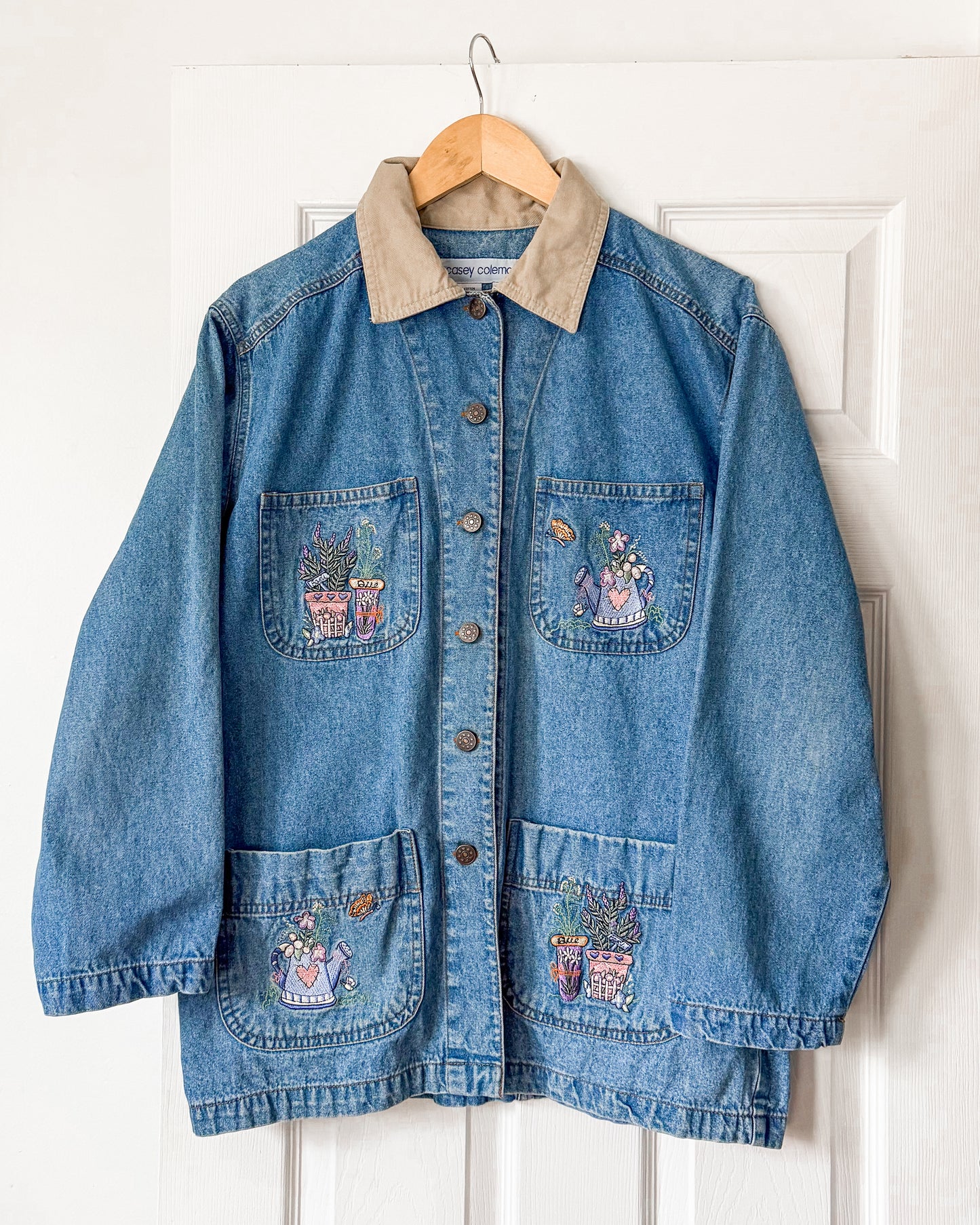 Garden Embroidered Denim Chore Coat