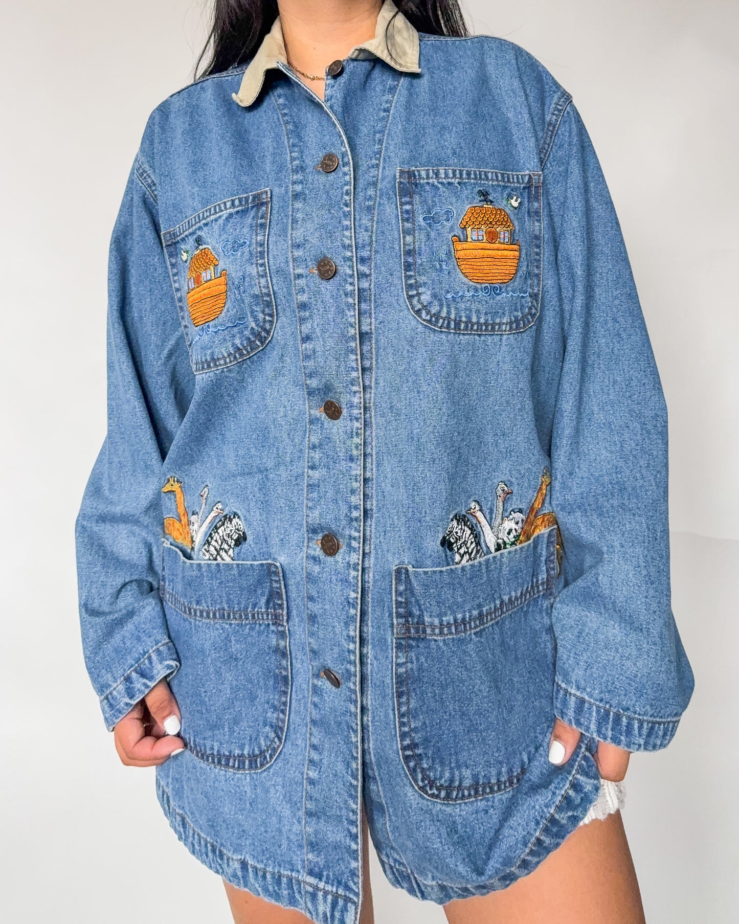 Noah’s Ark Embroidered Denim Chore Coat