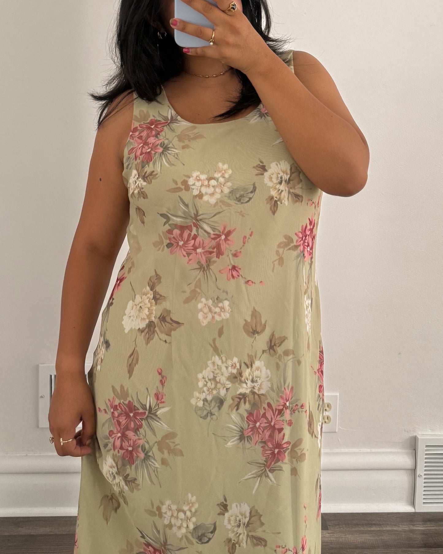 Green & Pink Floral Dress