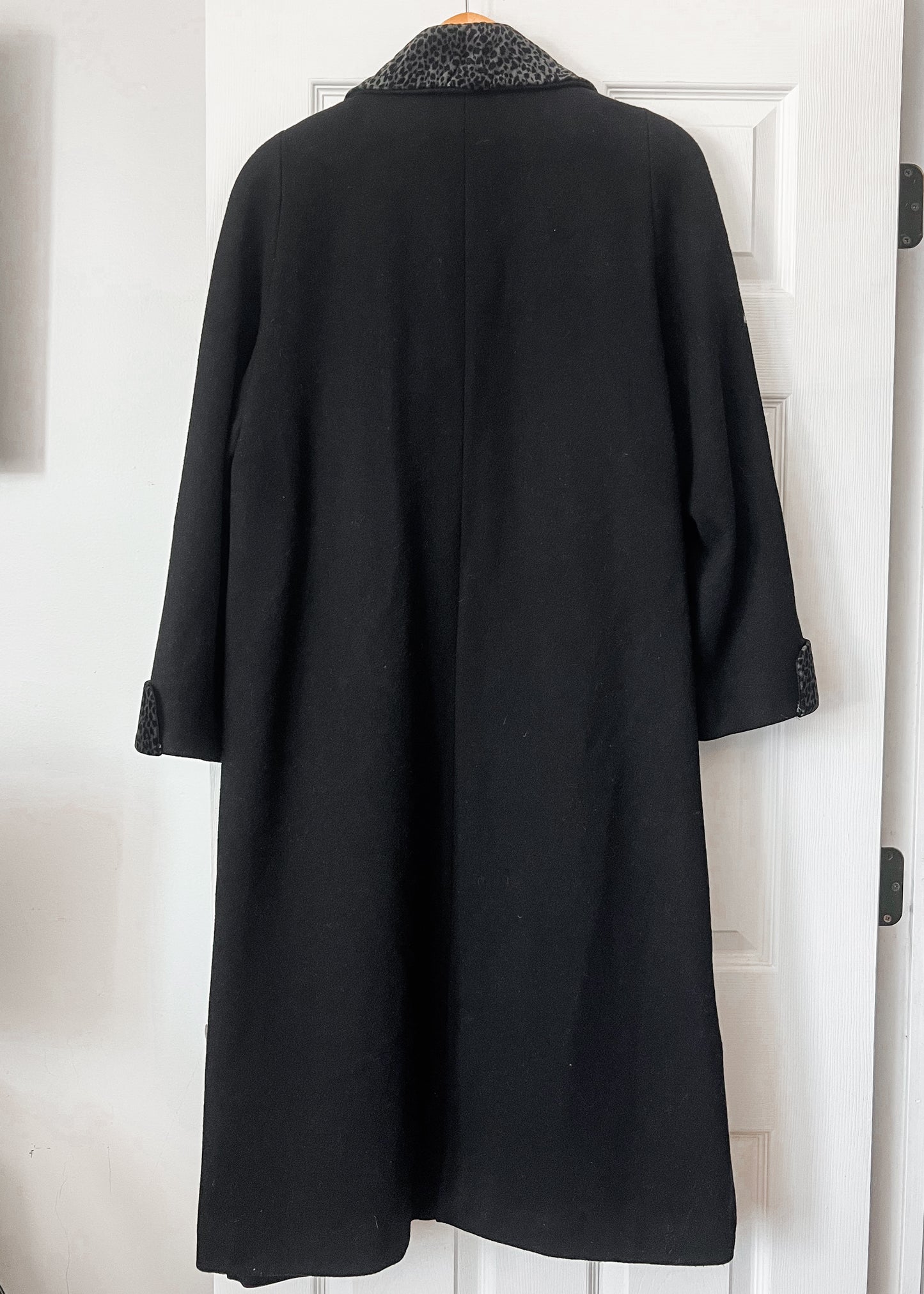 Vintage Wool Coat with Leopard Detail