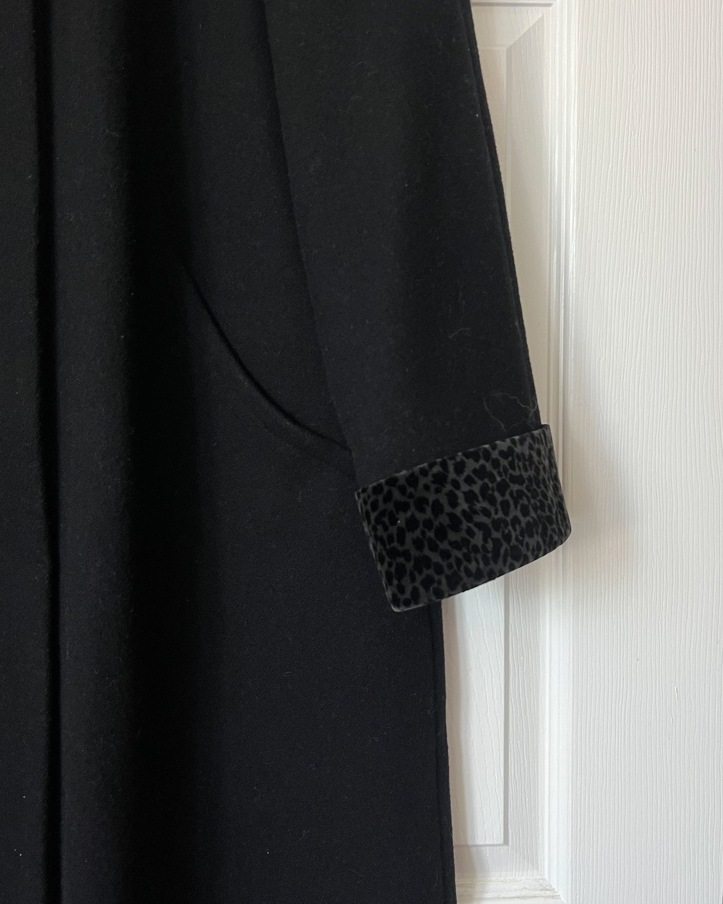 Vintage Wool Coat with Leopard Detail