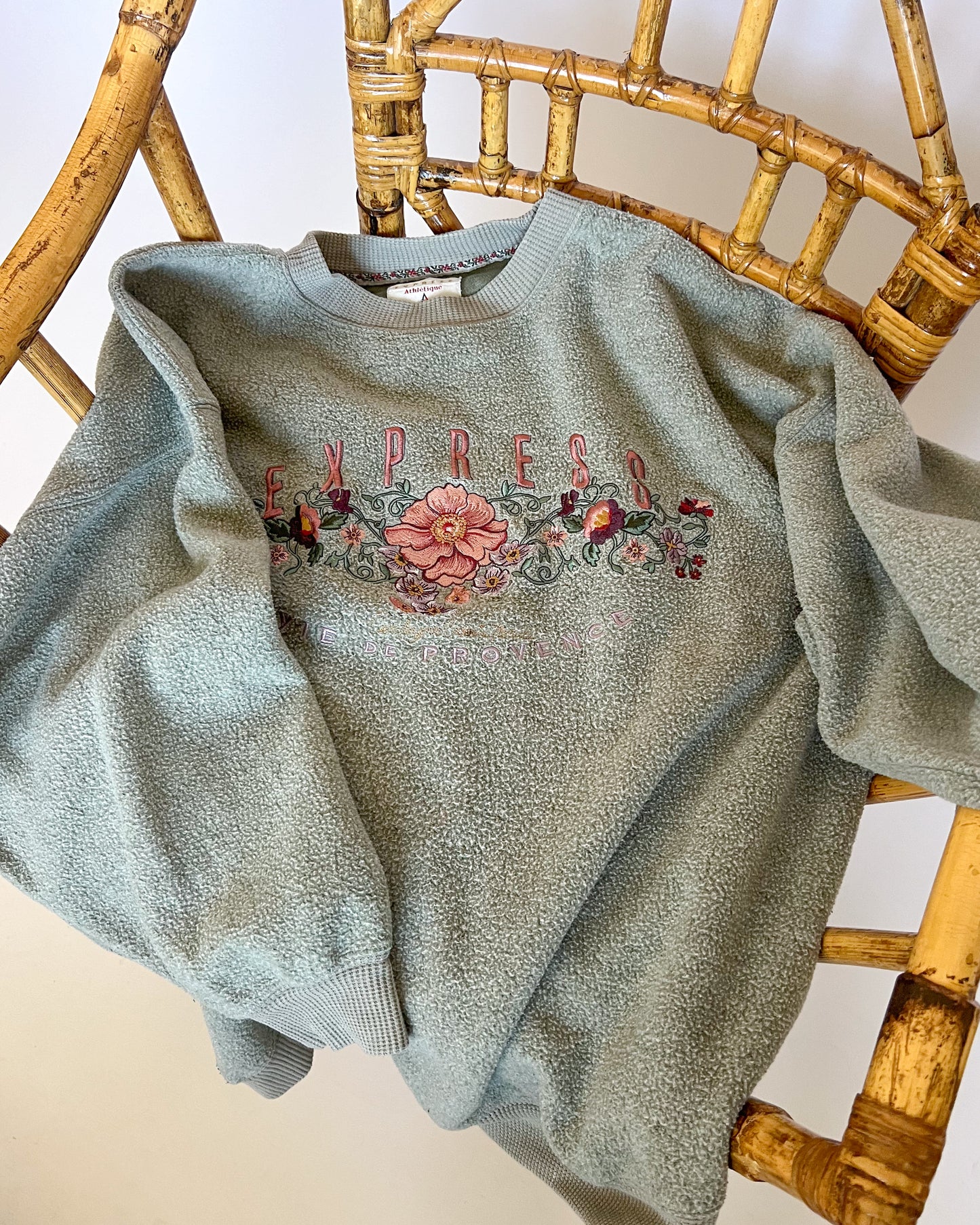 Vintage Express Green Embroidered Crewneck