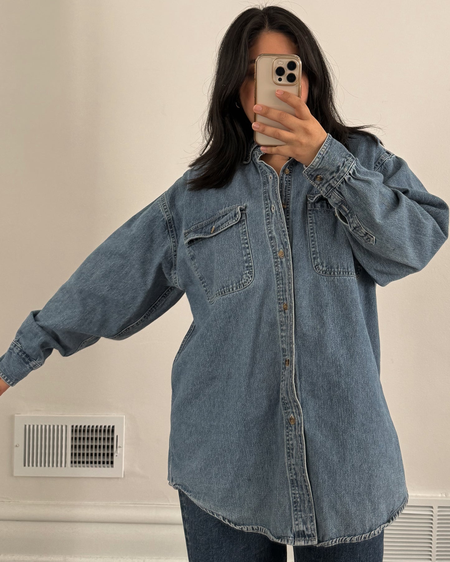 Denim Long Sleeve Button Up Shirt