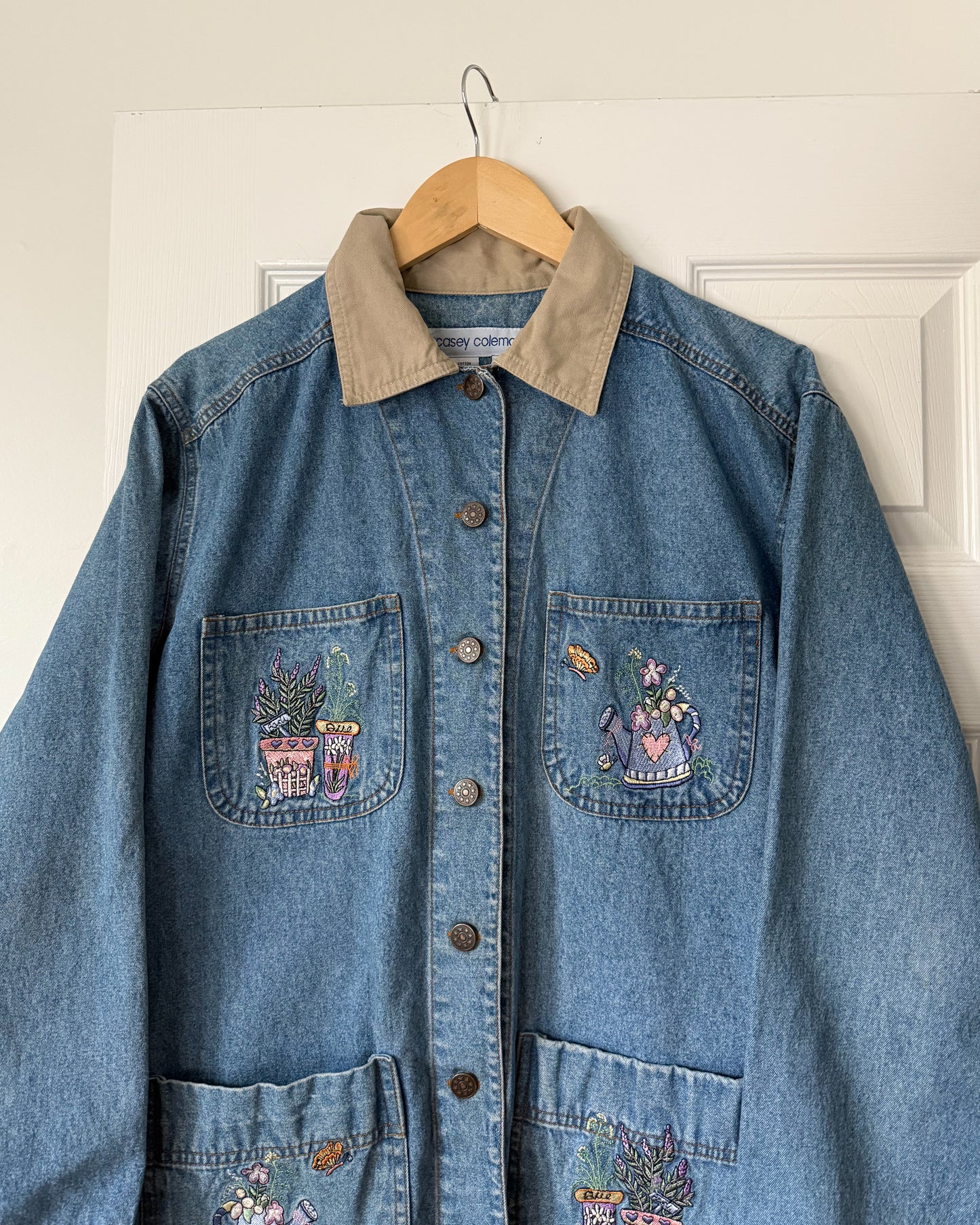 Garden Embroidered Denim Chore Coat