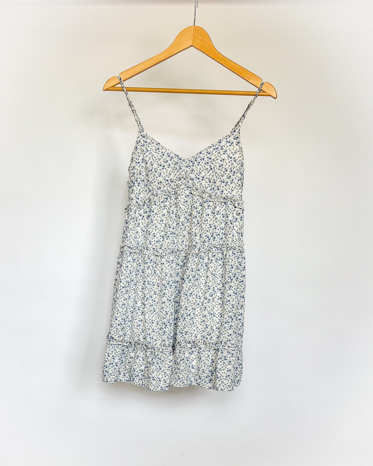 Blue Floral Tiered Dress