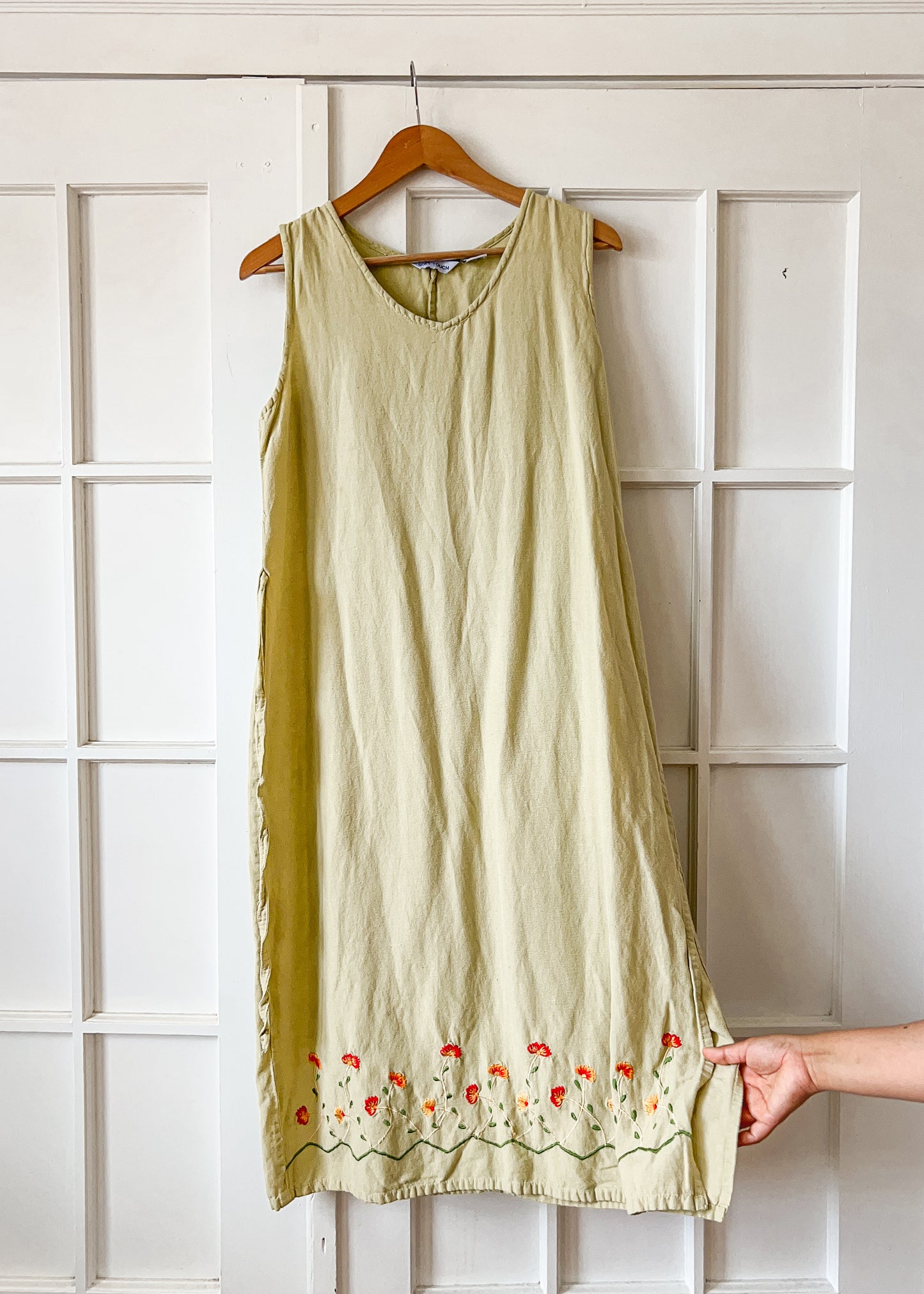 Matcha Floral Embroidered Maxi Dress