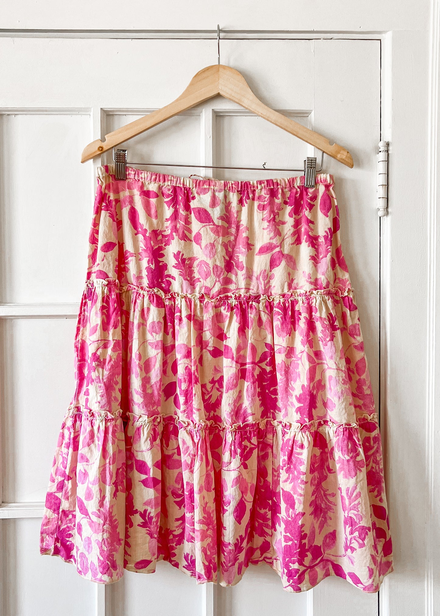 Pink Floral Tiered Skirt