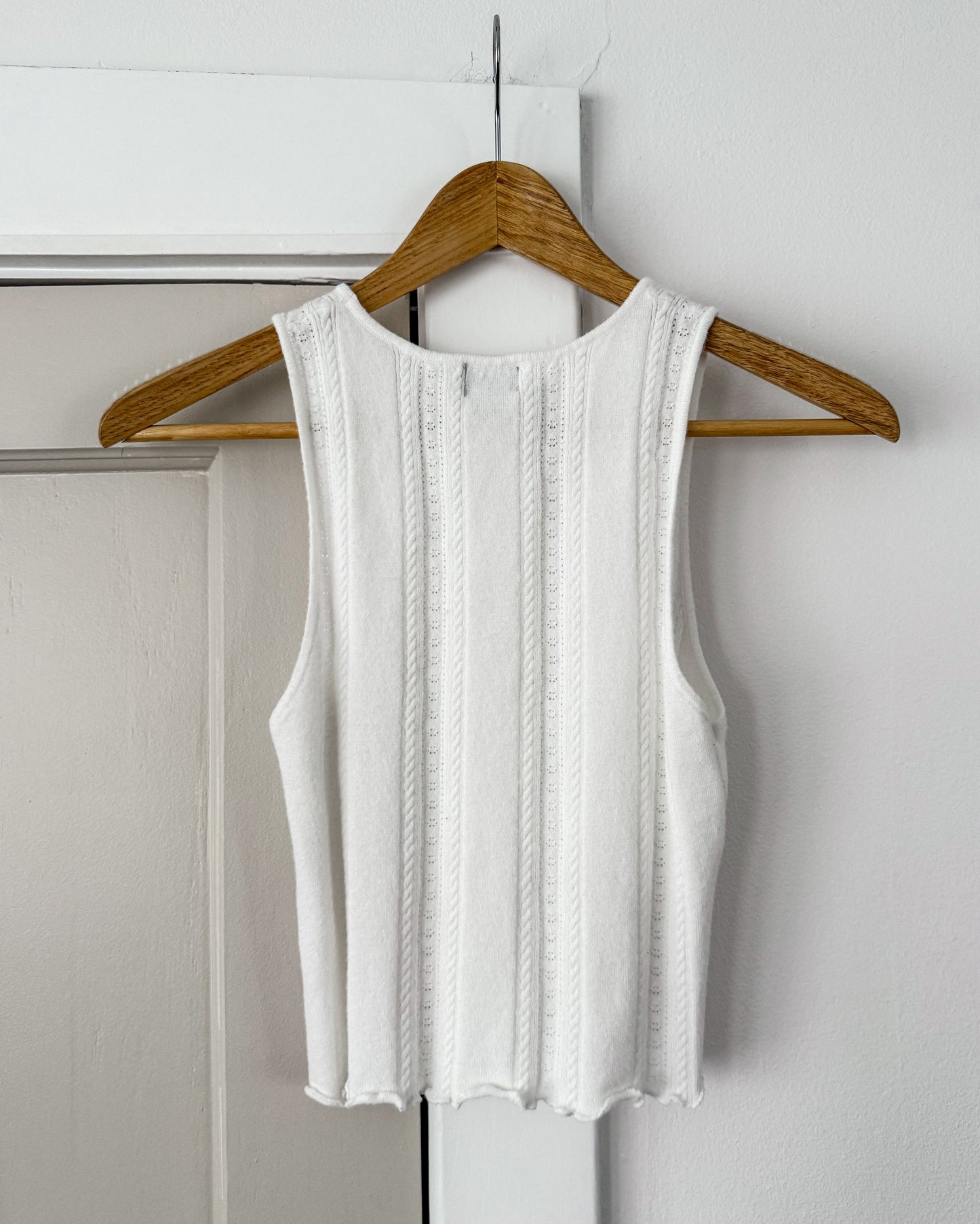 High Neck Floral White Tank Top