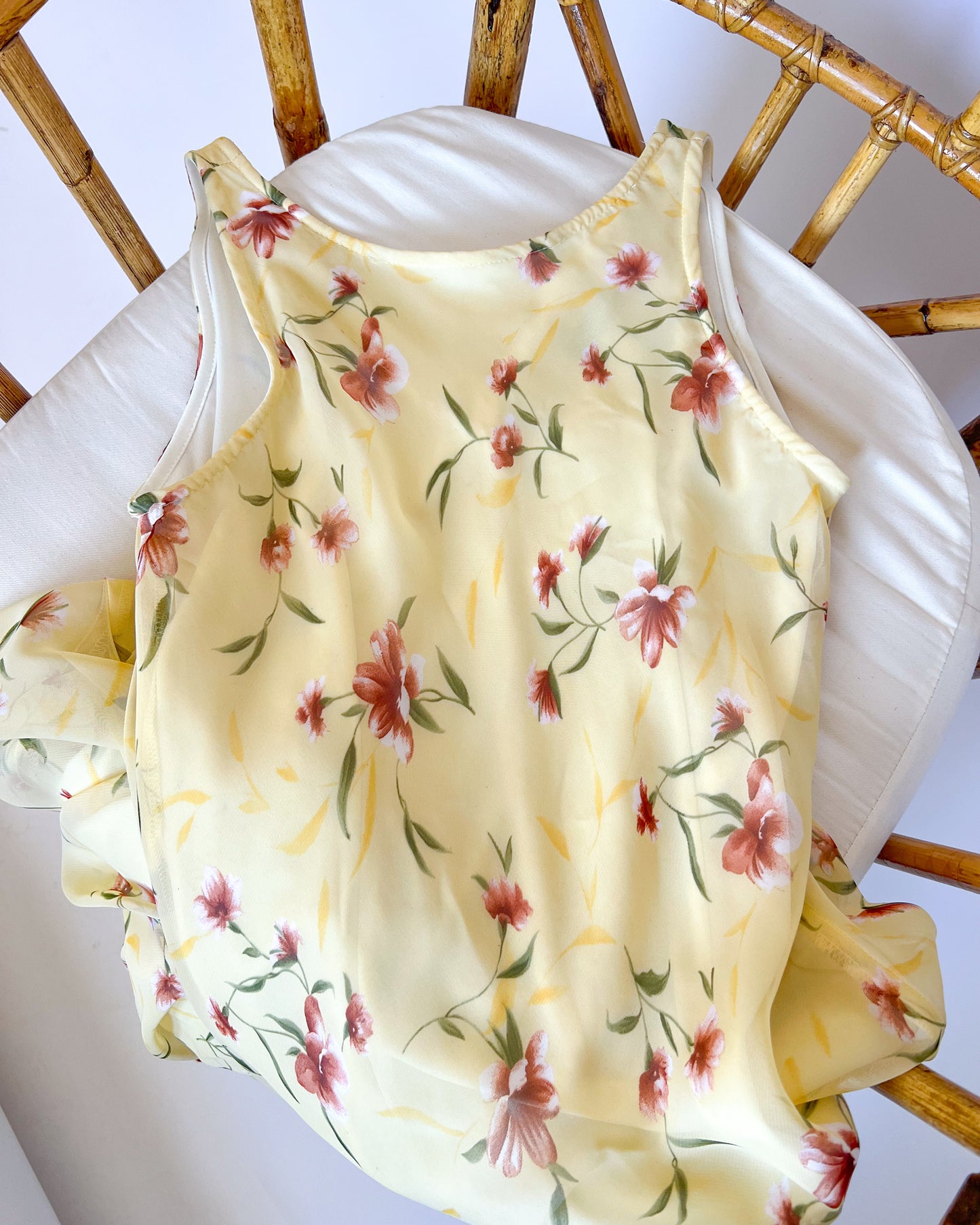 Vintage Yellow Floral Maxi Dress