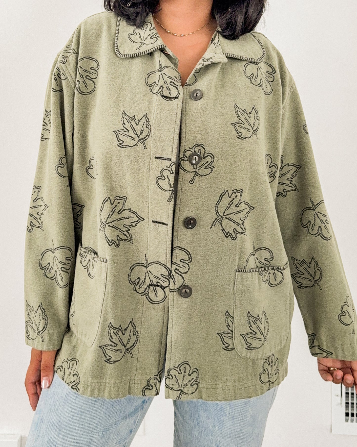 Green Leaf Embroidered Jacket