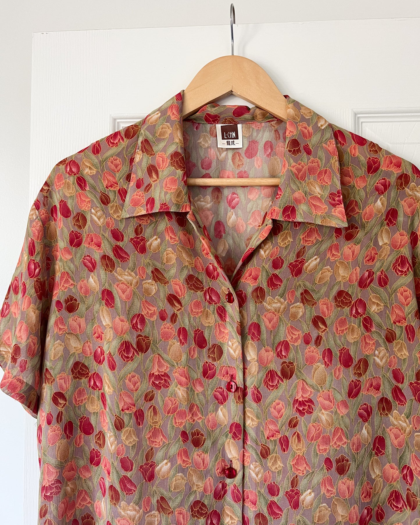 Rose Sheer Button Up