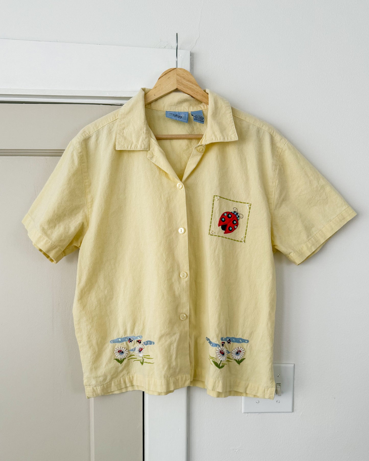 Yellow Ladybug Button Up Shirt