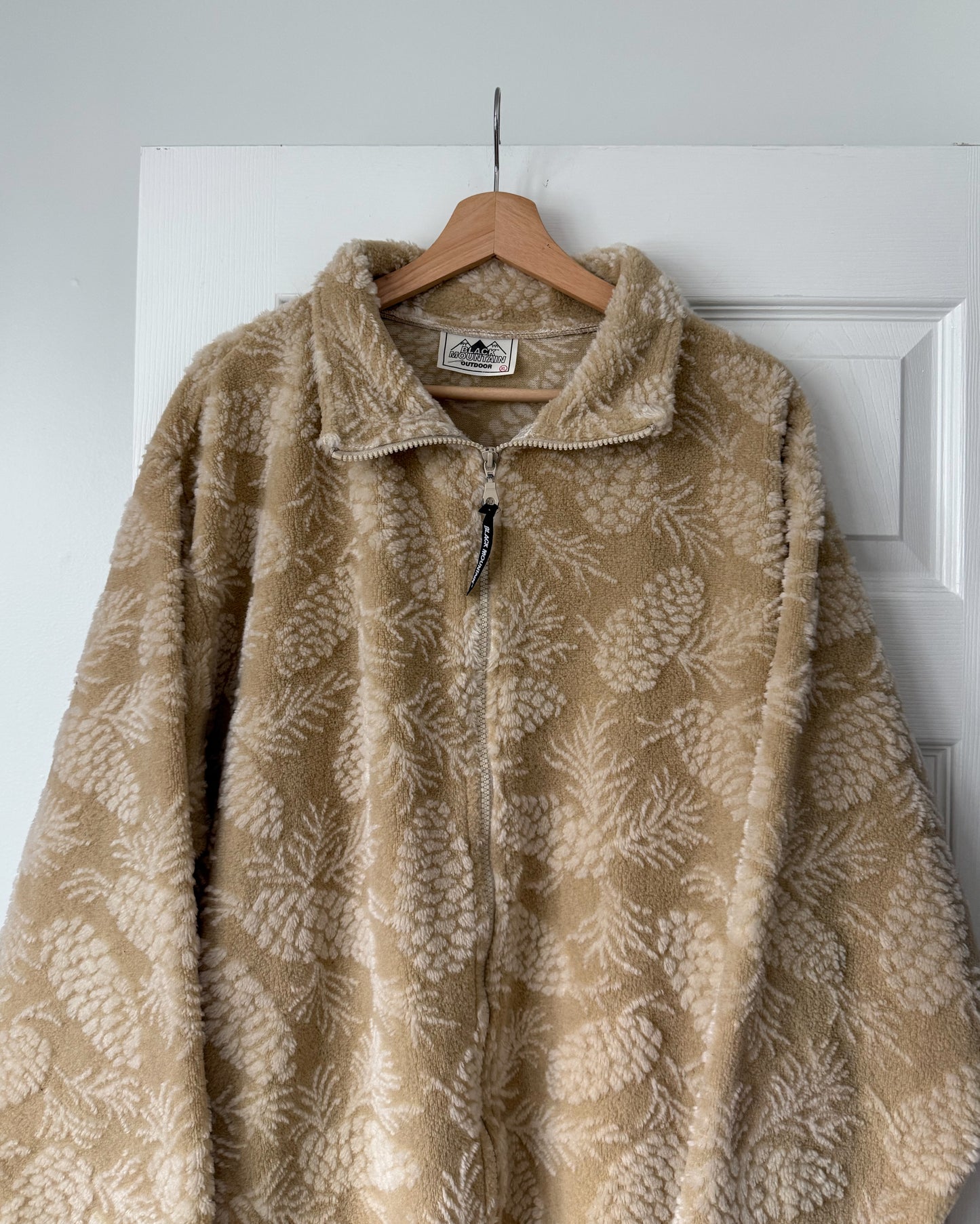 Beige Fleece Zip Up Jacket