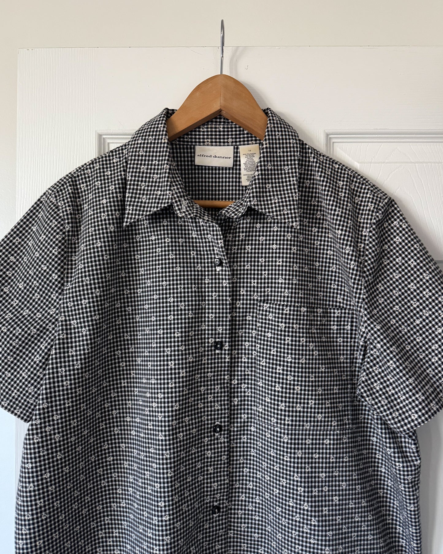 Alfred Dunner Floral Gingham Button Up