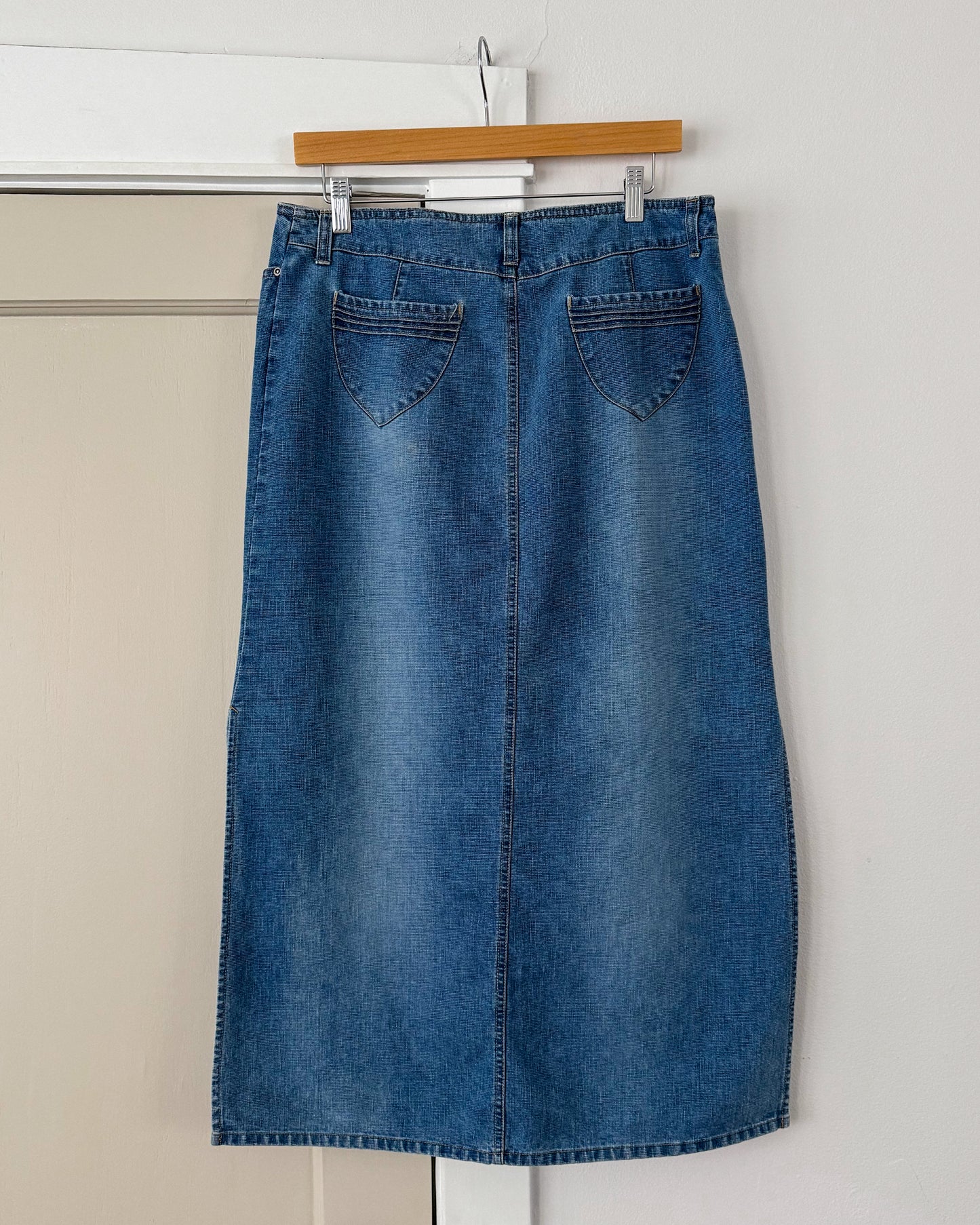 Faded Glory Denim Maxi Skirt W34”