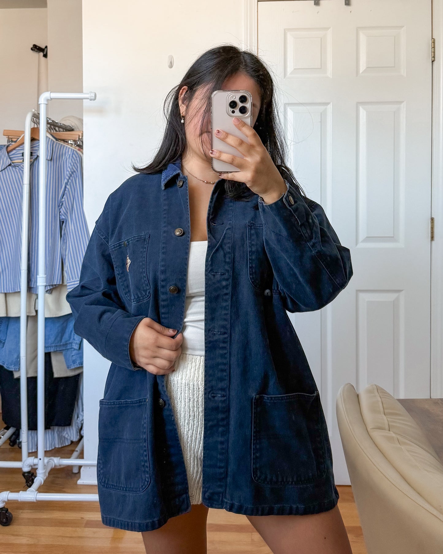 Vintage Navy Corduroy Collar Button Up