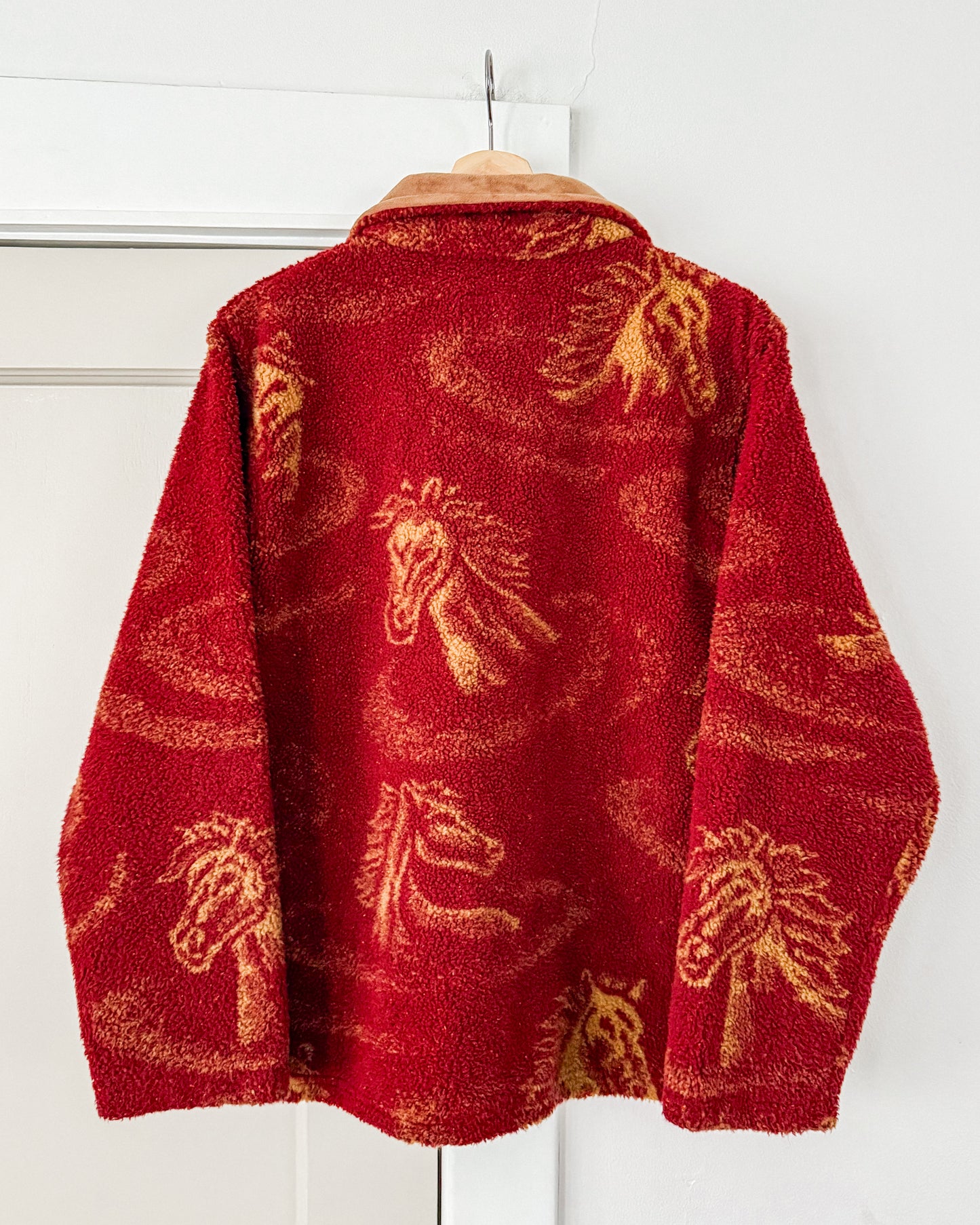 Vintage Red Fleece Horse Jacket