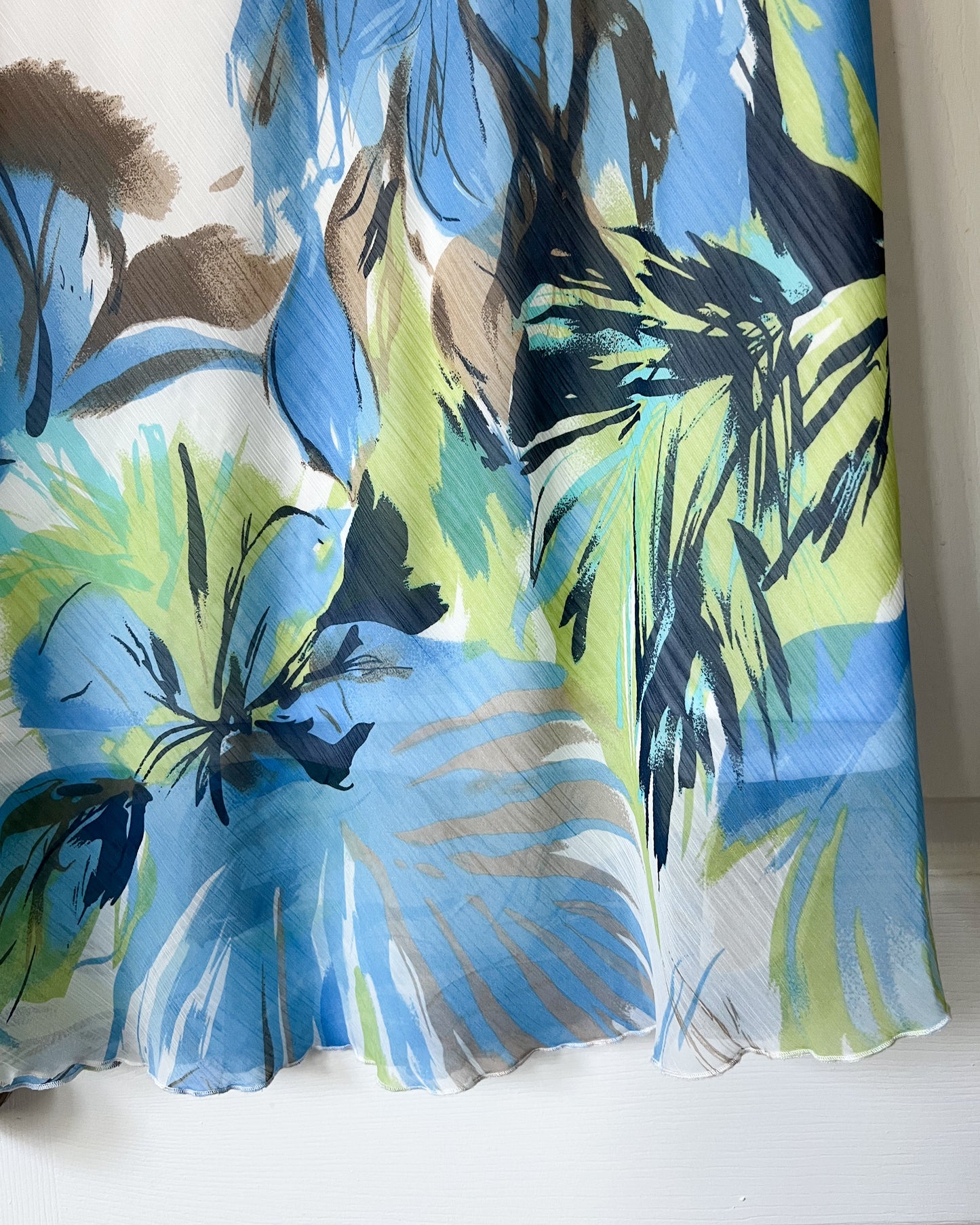 Blue Floral Midi Skirt
