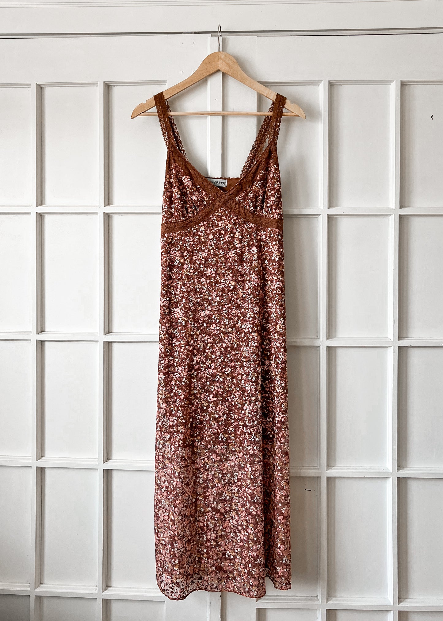 Brown Floral Lace Dress