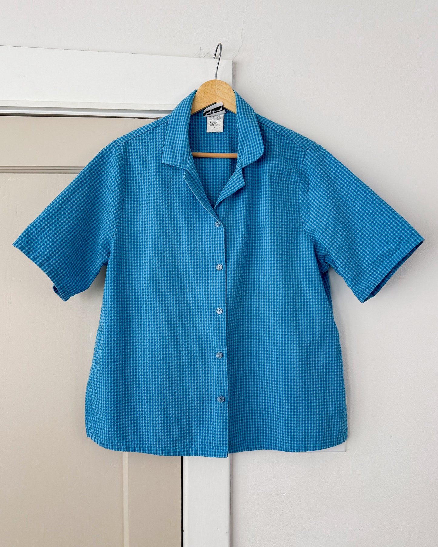 Blue Gingham Button Up Shirt