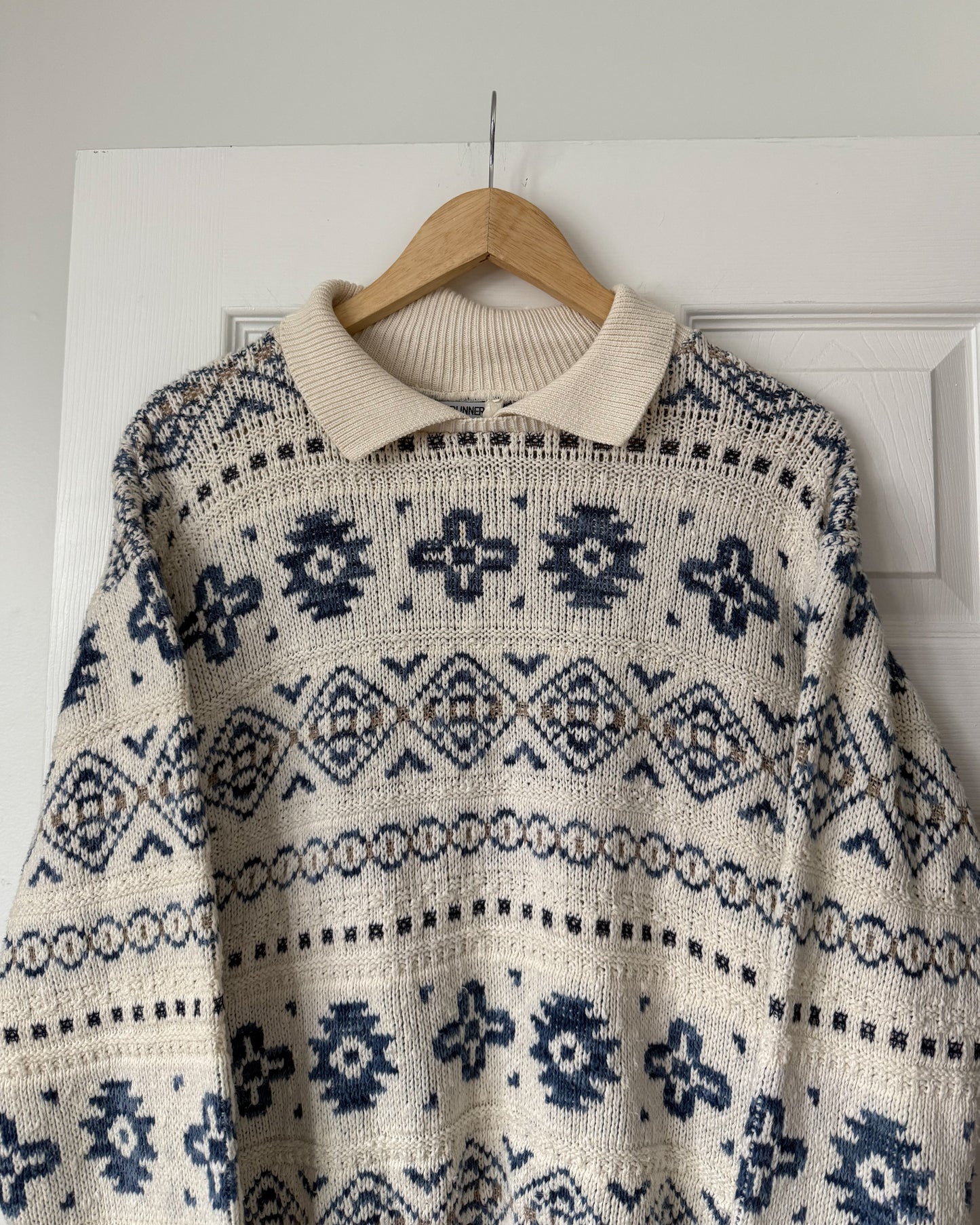 Alfred Dunner Collared Graphic Knitted Sweater