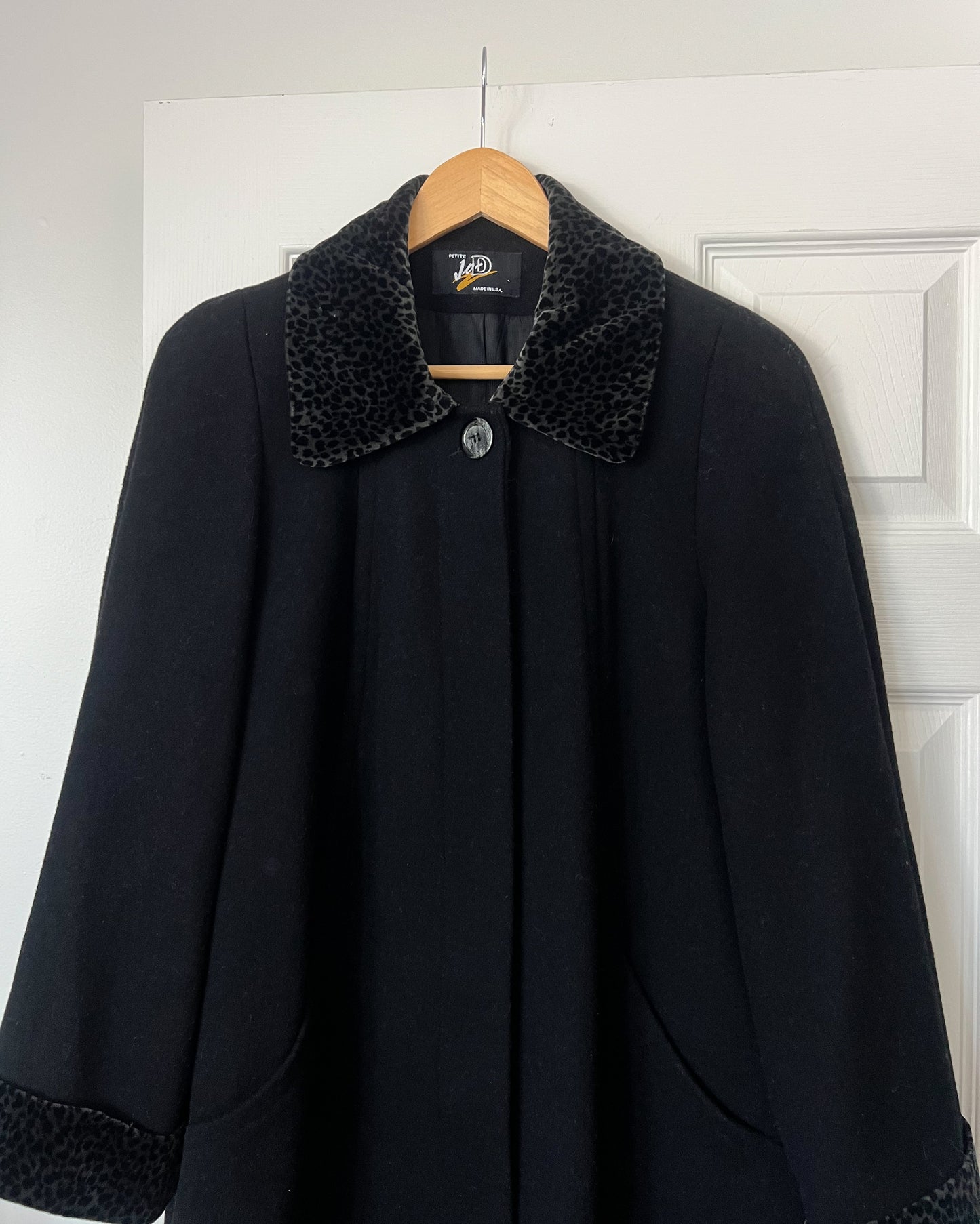 Vintage Wool Coat with Leopard Detail