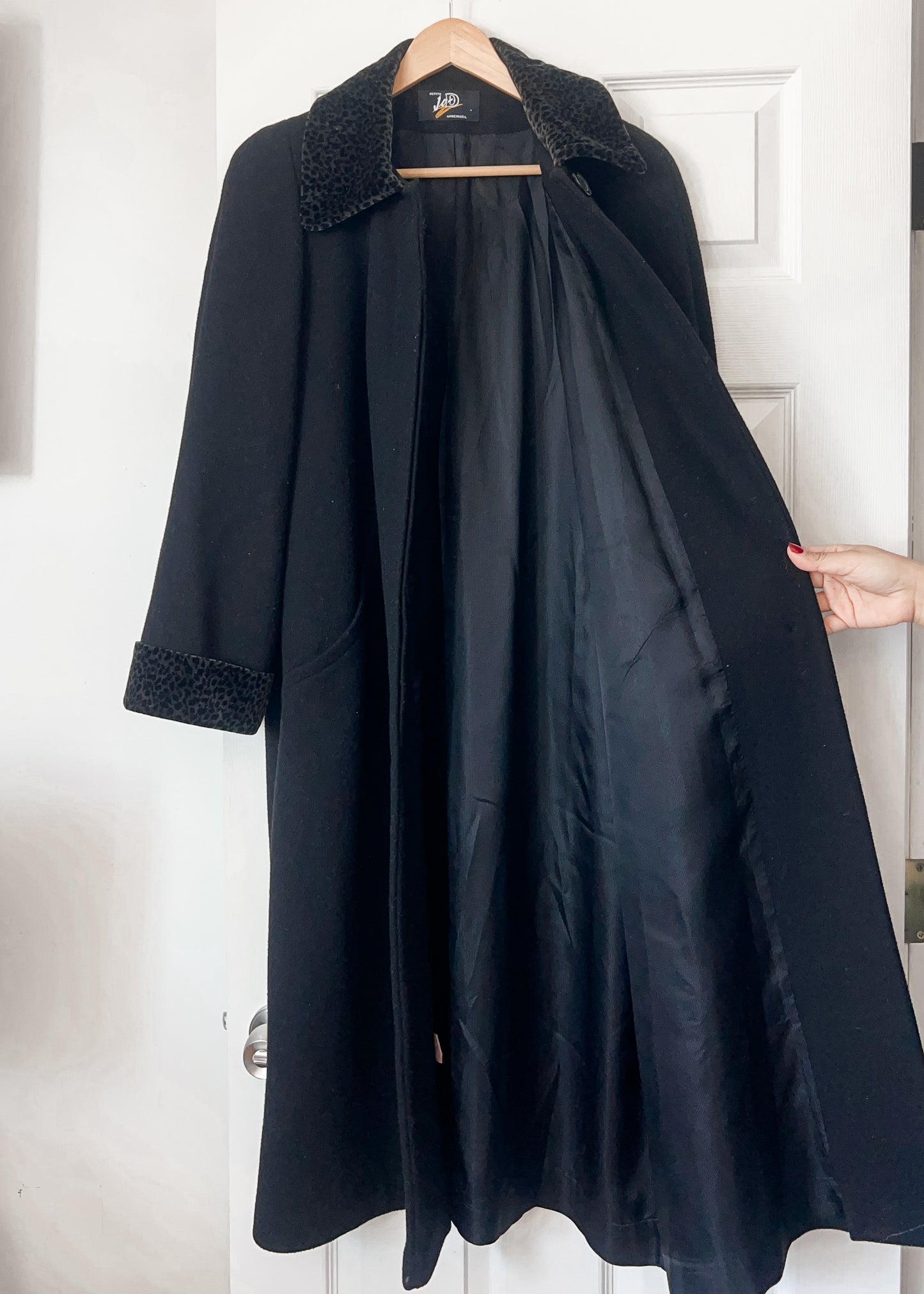 Vintage Wool Coat with Leopard Detail