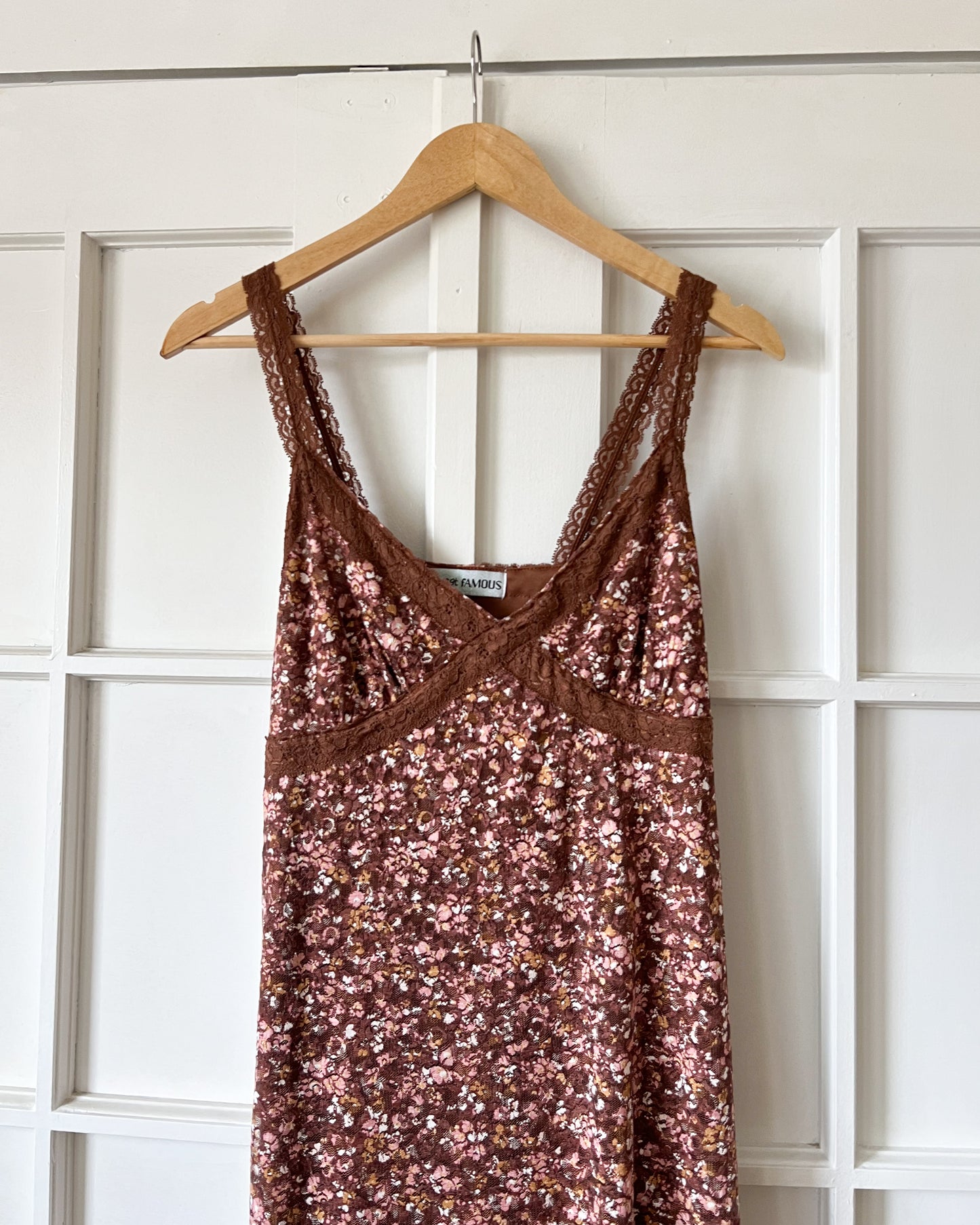 Brown Floral Lace Dress