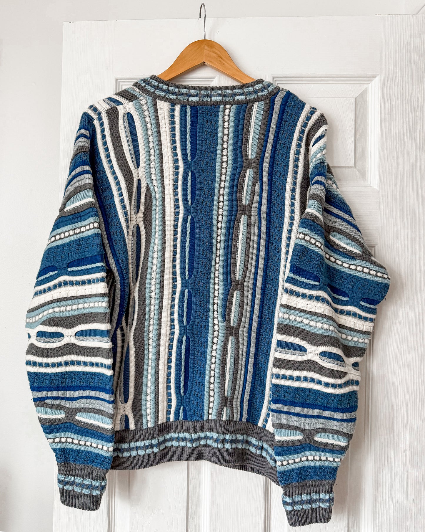 Blue Coogi Style Knitted Cardigan